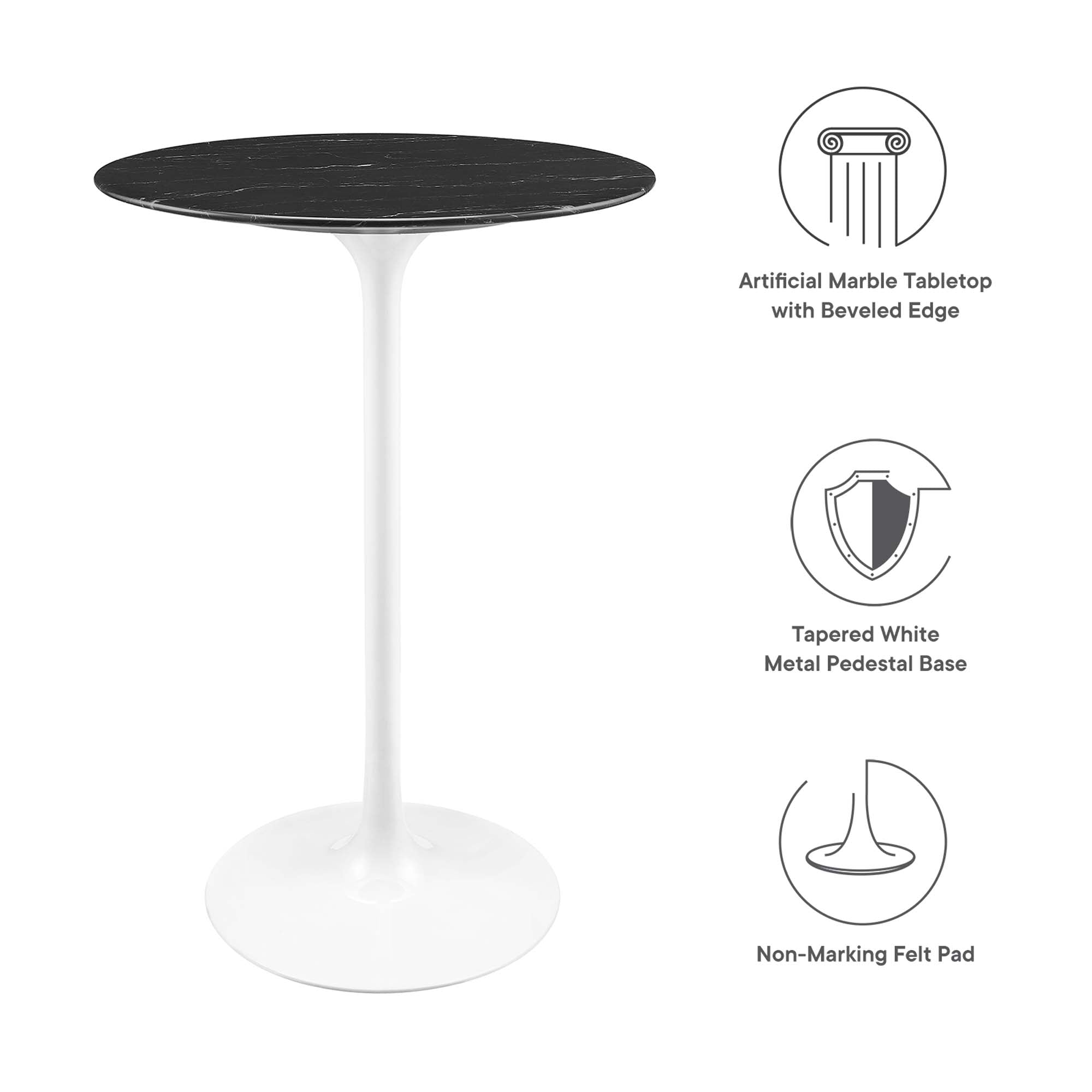 Lippa 28" Round Artificial Marble Bar Table