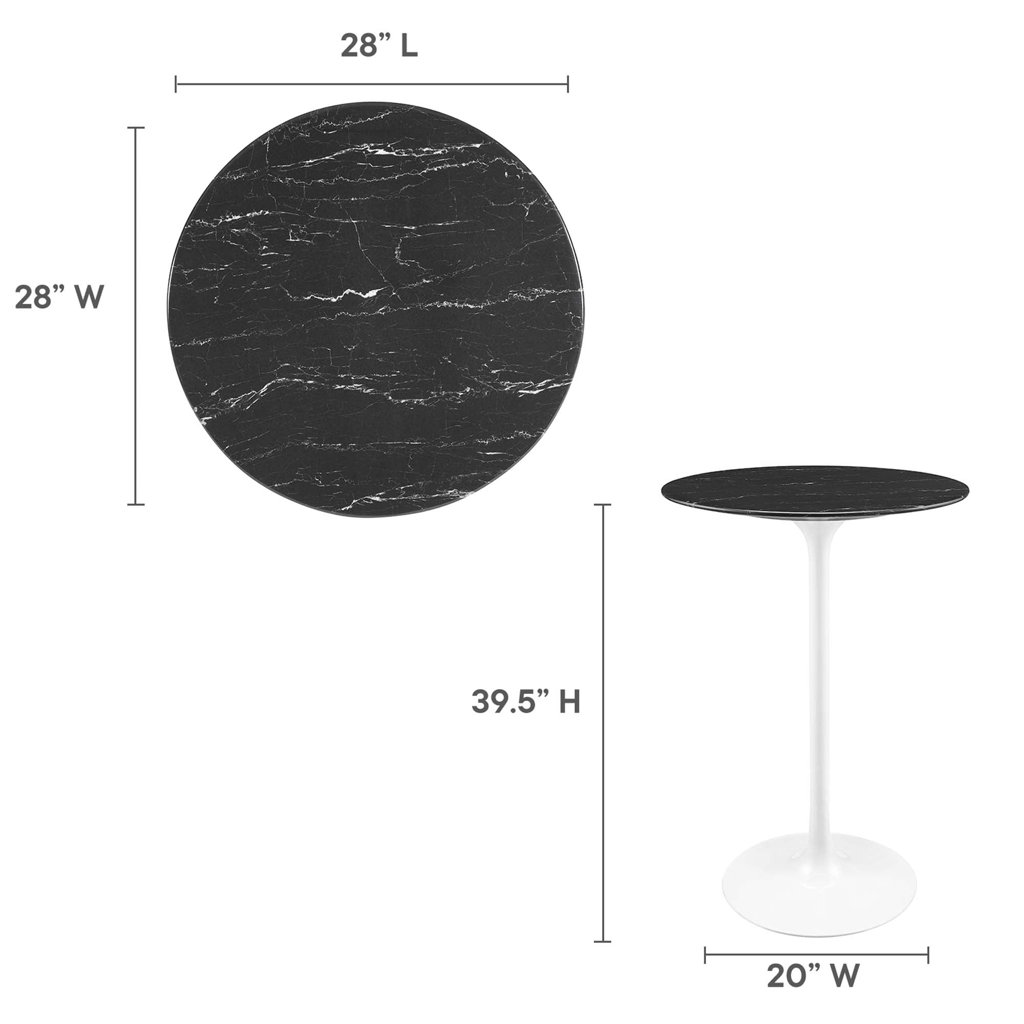 Lippa 28" Round Artificial Marble Bar Table