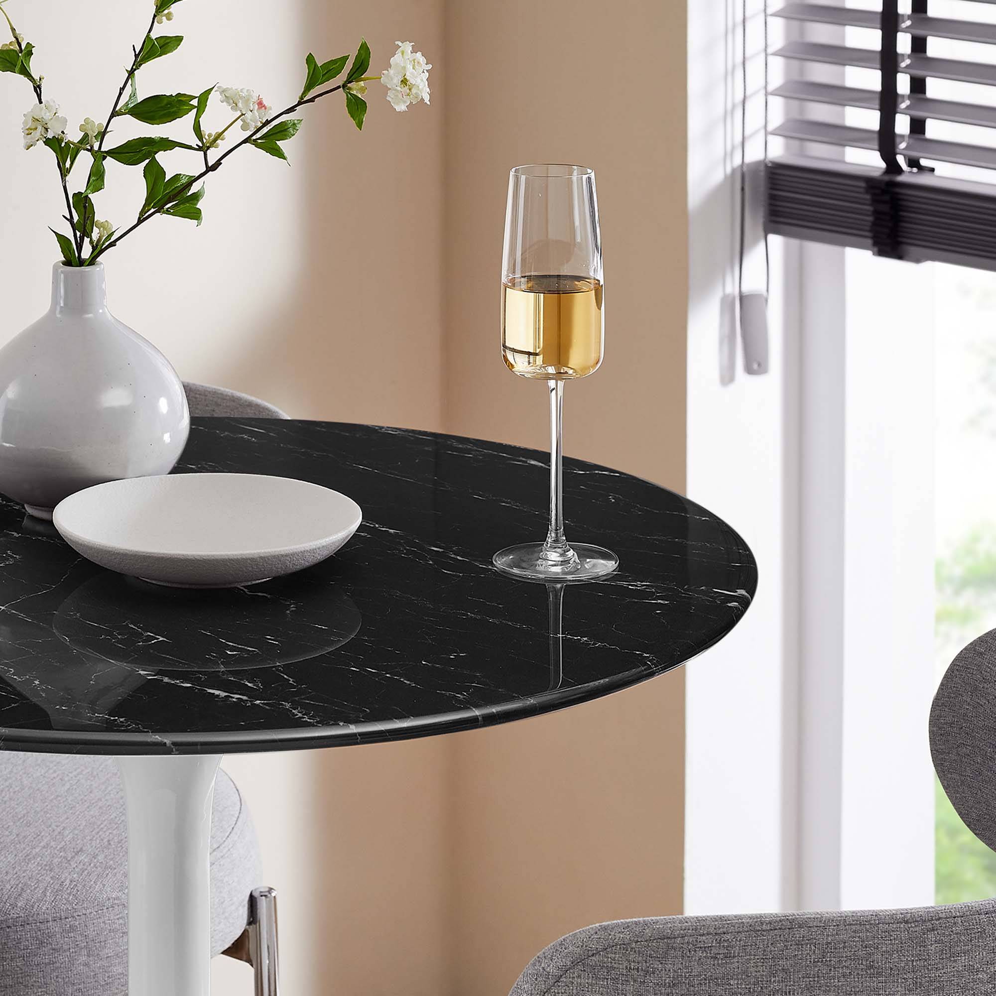 Lippa 28" Round Artificial Marble Bar Table