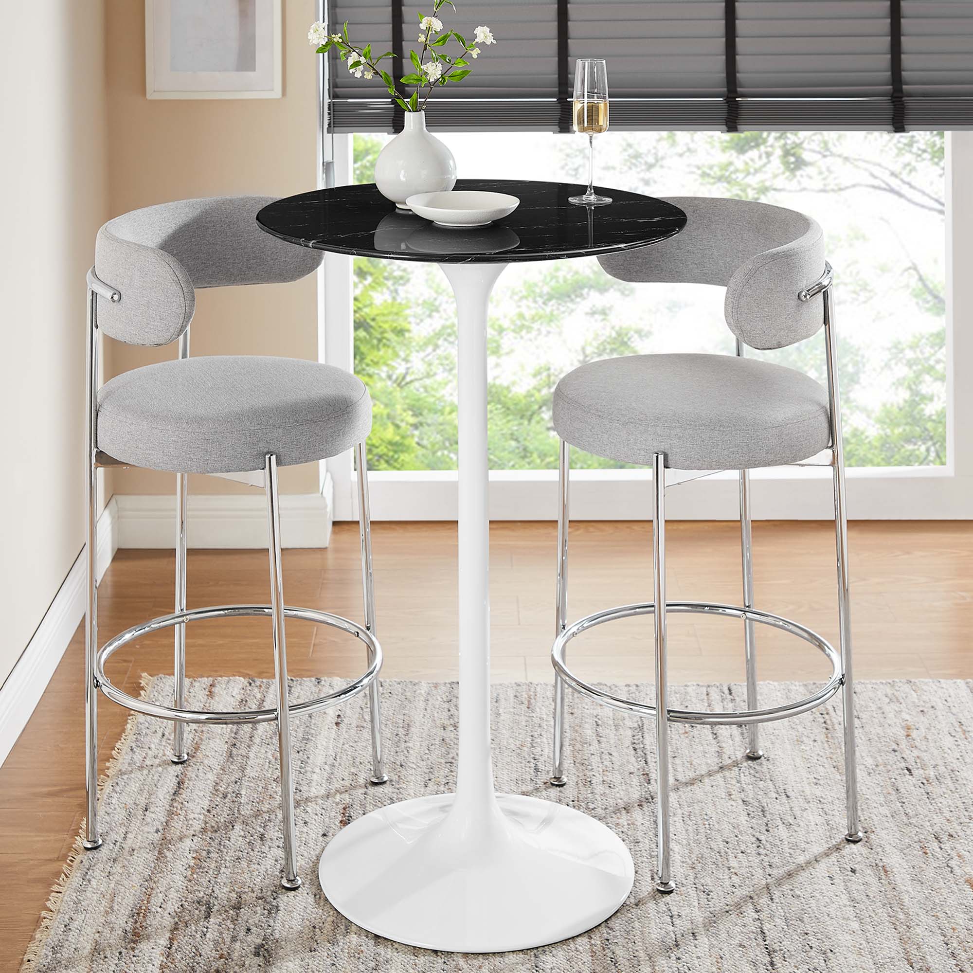 Lippa 28" Round Artificial Marble Bar Table