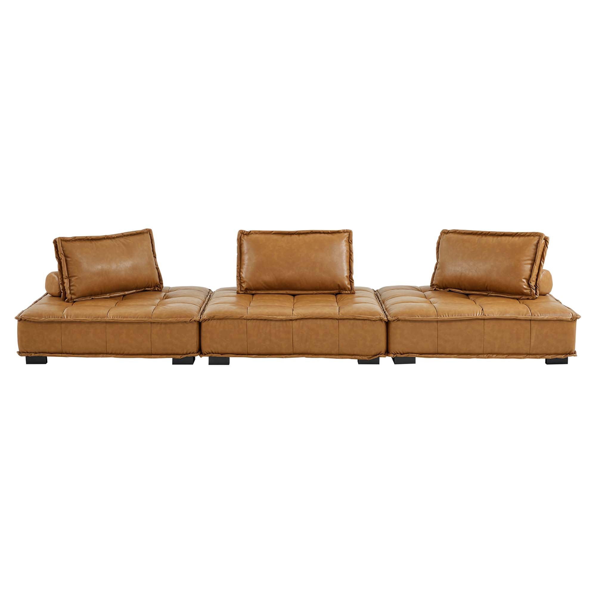 Saunter Tufted Vegan Leather Vegan Leather 3-Piece Sofa