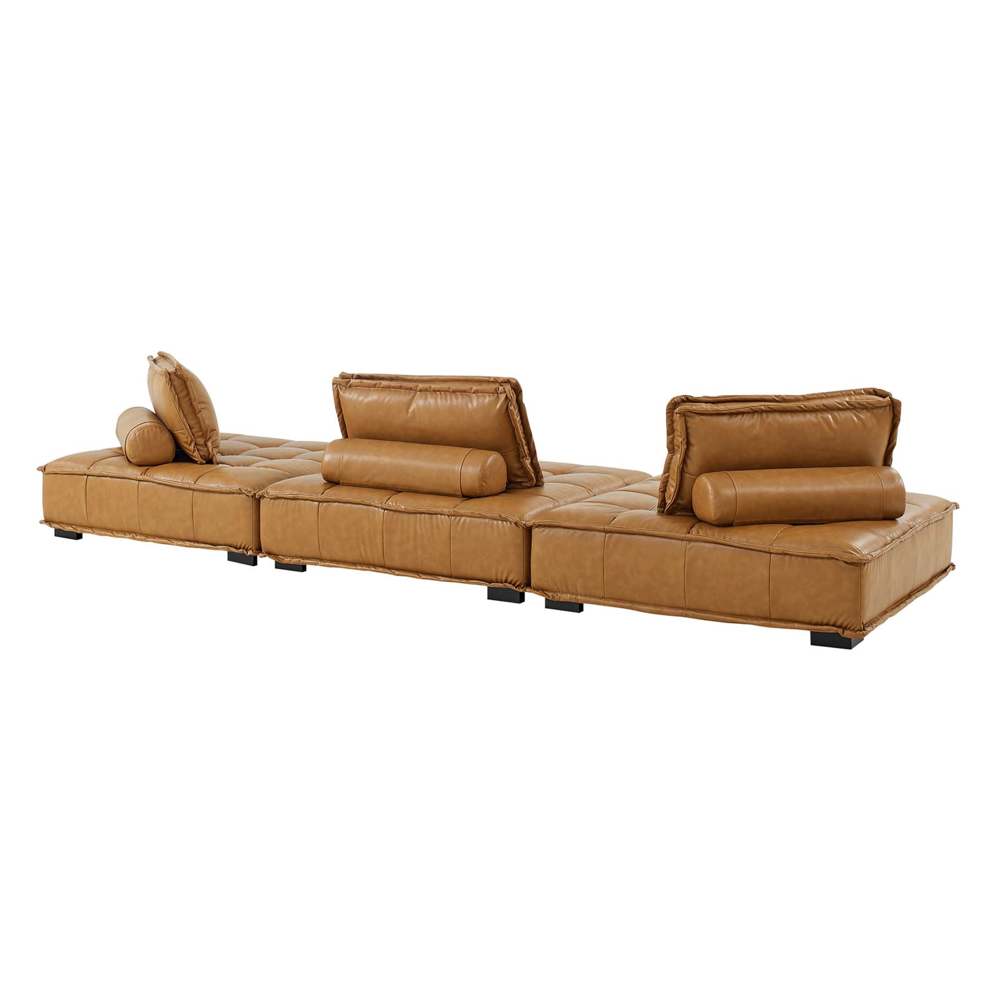 Saunter Tufted Vegan Leather Vegan Leather 3-Piece Sofa