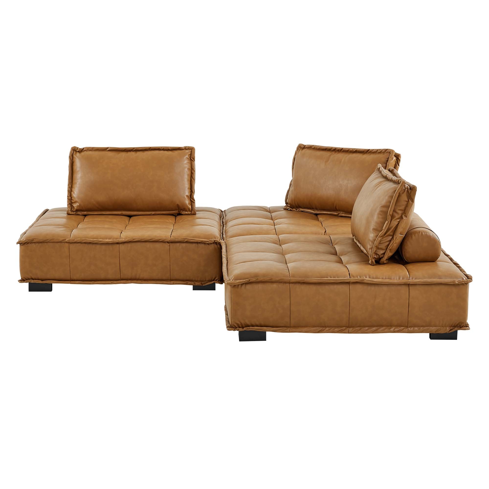 Saunter Tufted Vegan Leather Vegan Leather 3-Piece Sofa