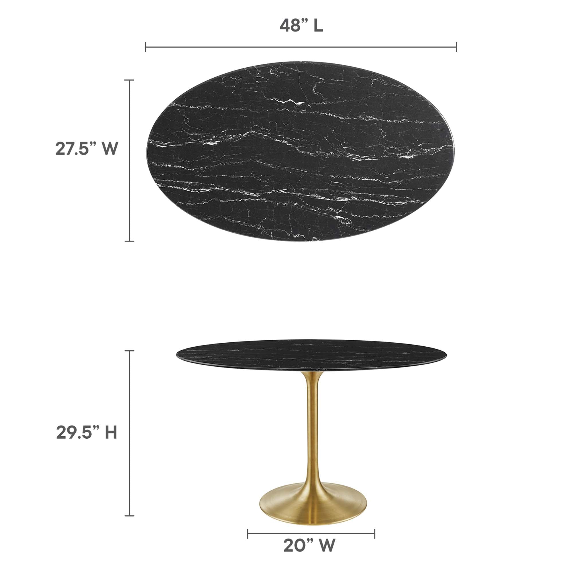 Lippa 48" Oval Artificial Marble Dining Table