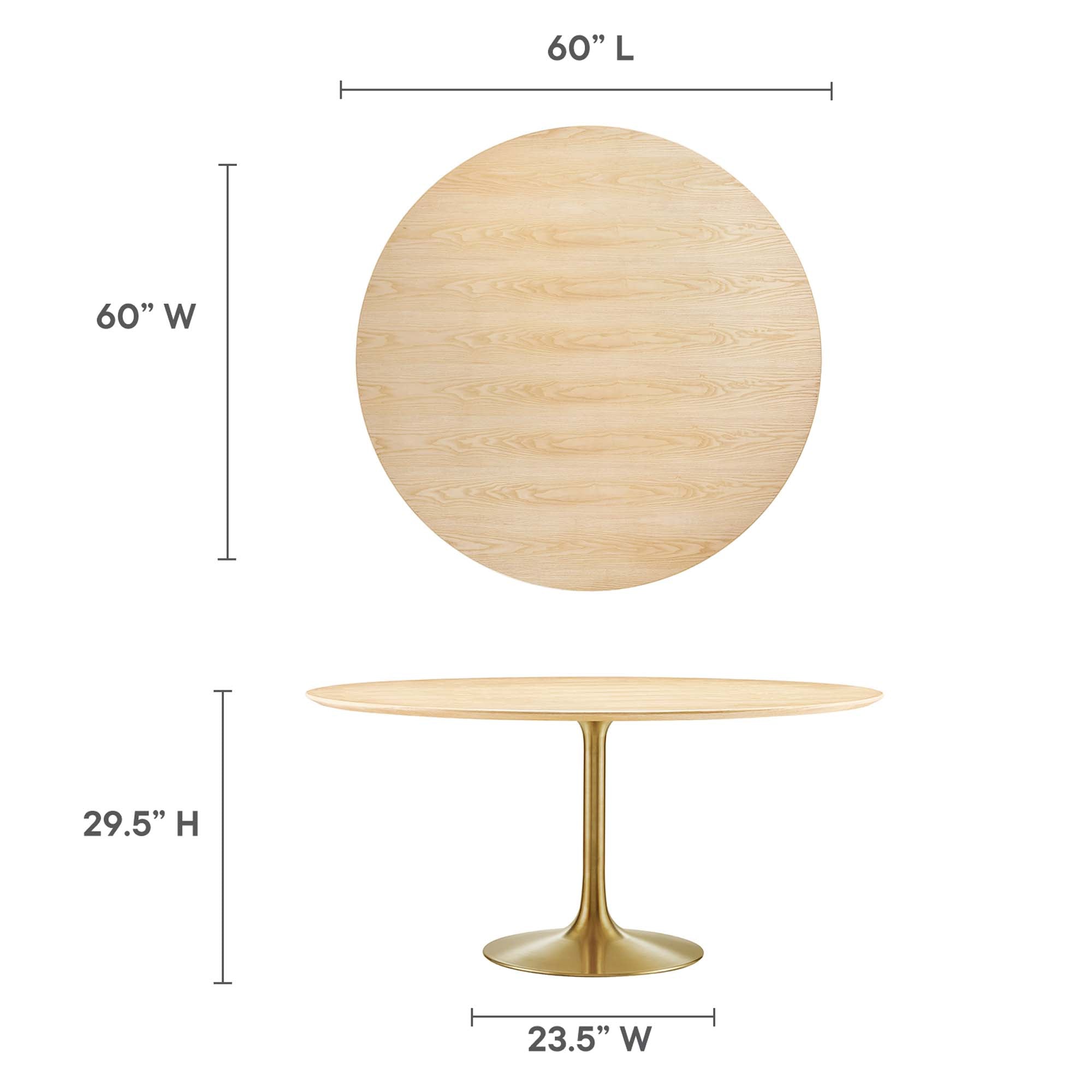 Lippa 60" Round Wood Grain Dining Table