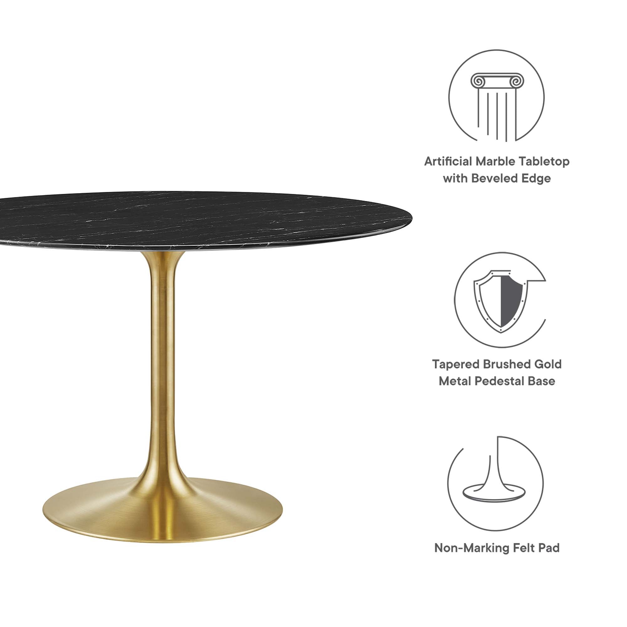 Lippa 48" Round Artificial Marble Dining Table