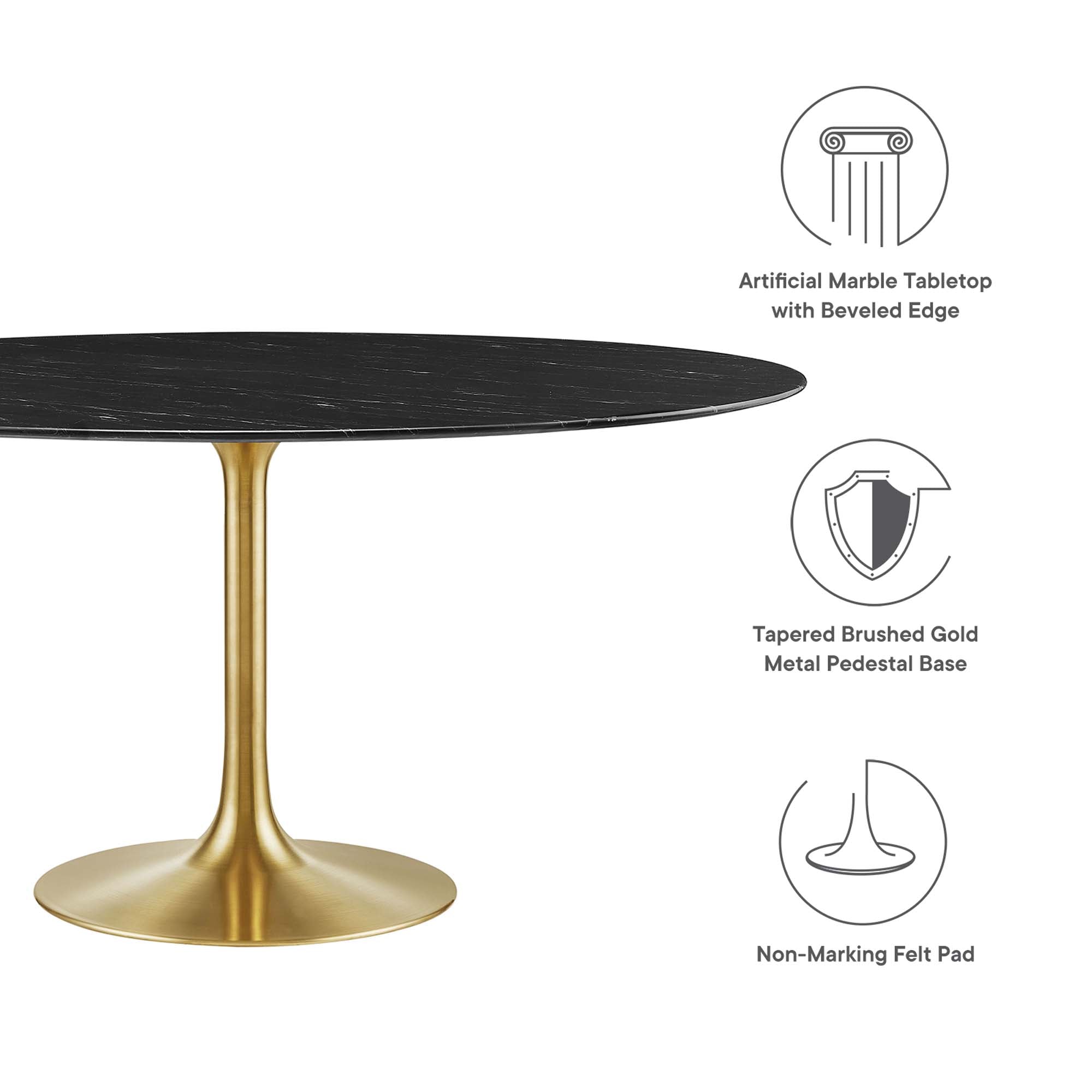 Lippa 60" Round Artificial Marble Dining Table