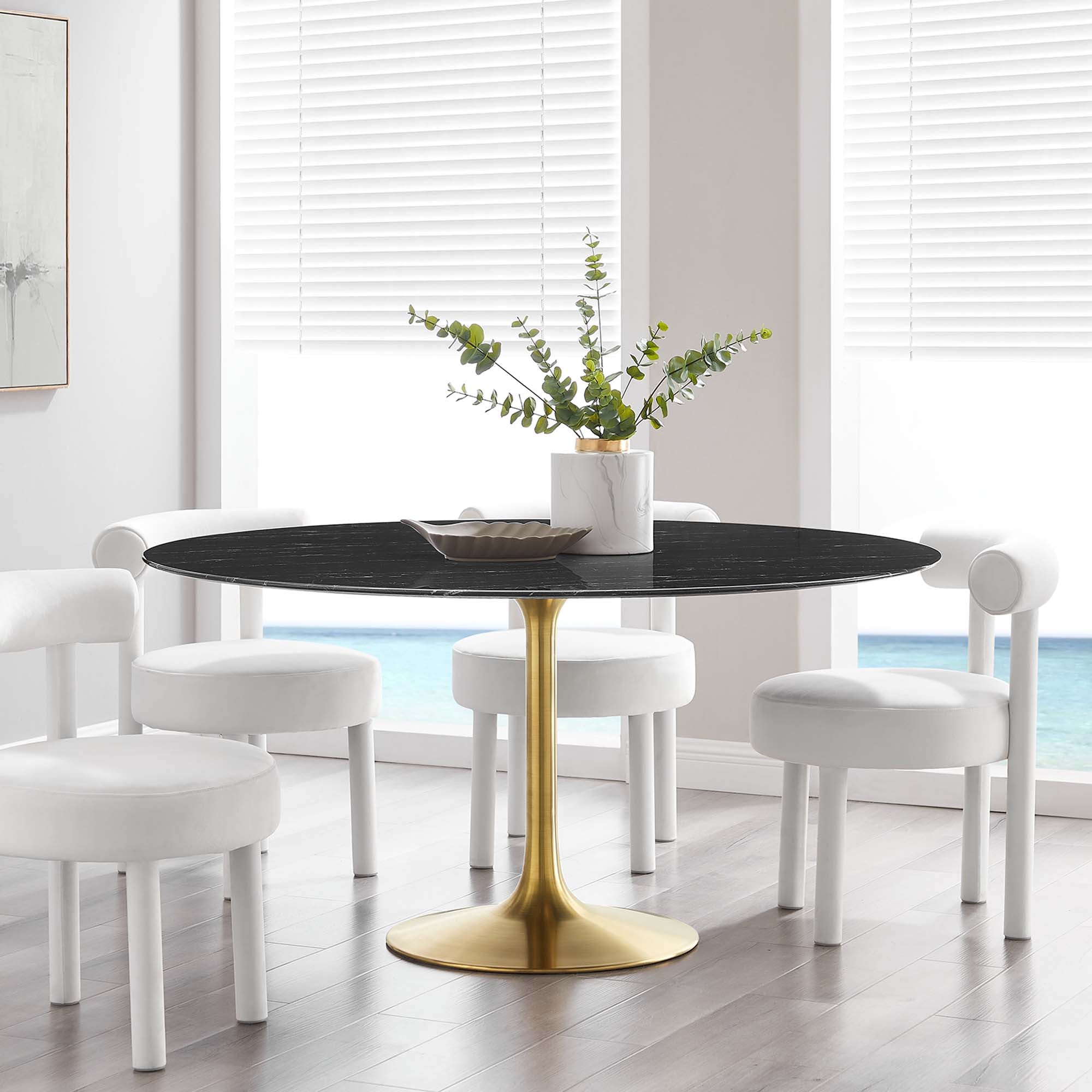 Lippa 60" Round Artificial Marble Dining Table