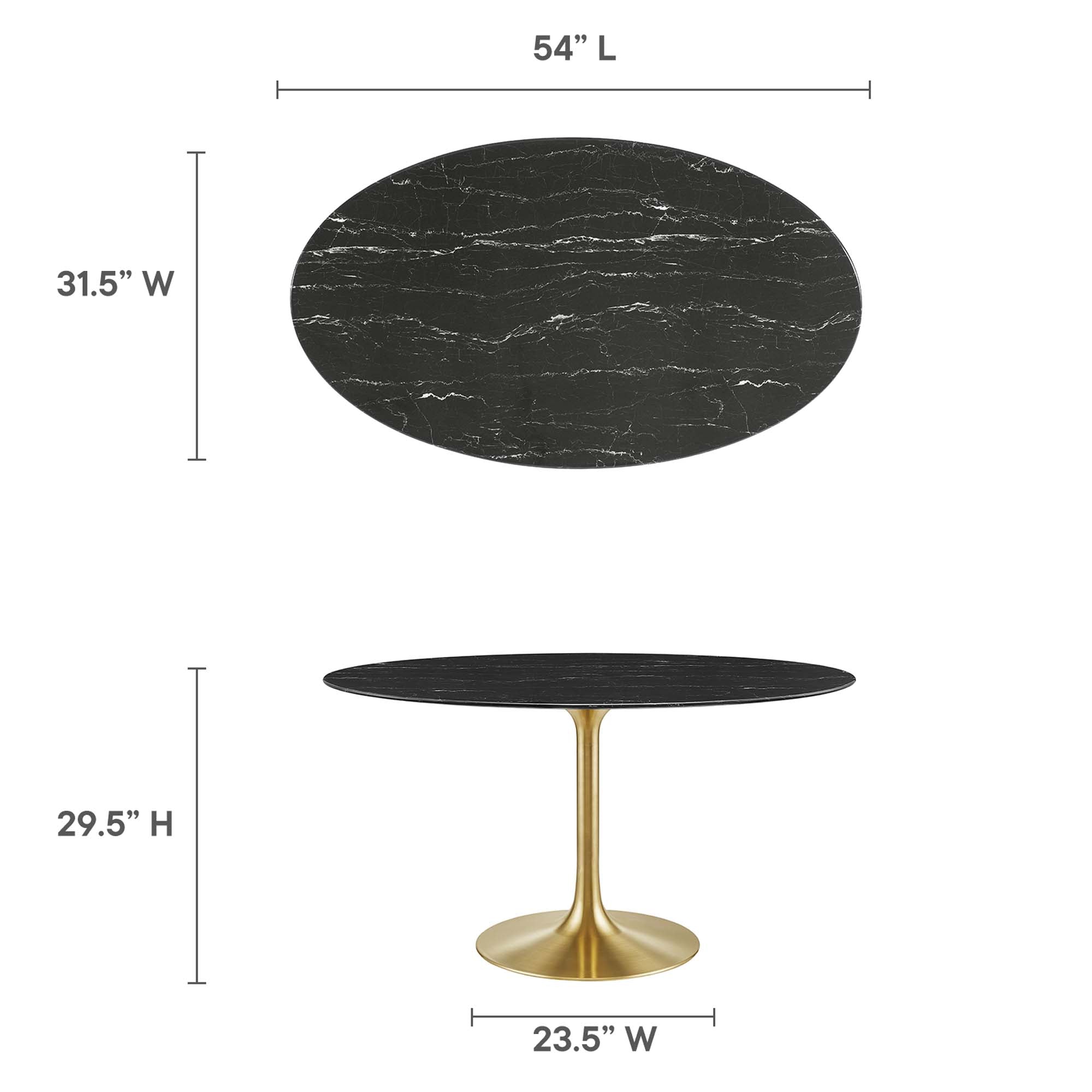 Lippa 54" Oval Artificial Marble Dining Table