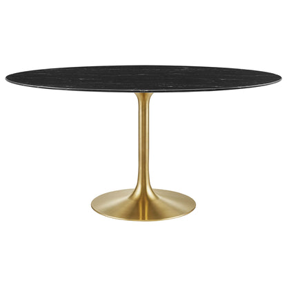Lippa 60" Oval Artificial Marble Dining Table