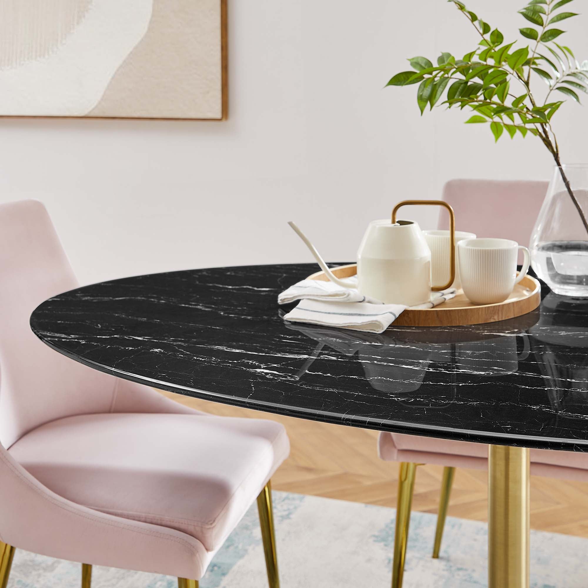 Lippa 60" Oval Artificial Marble Dining Table