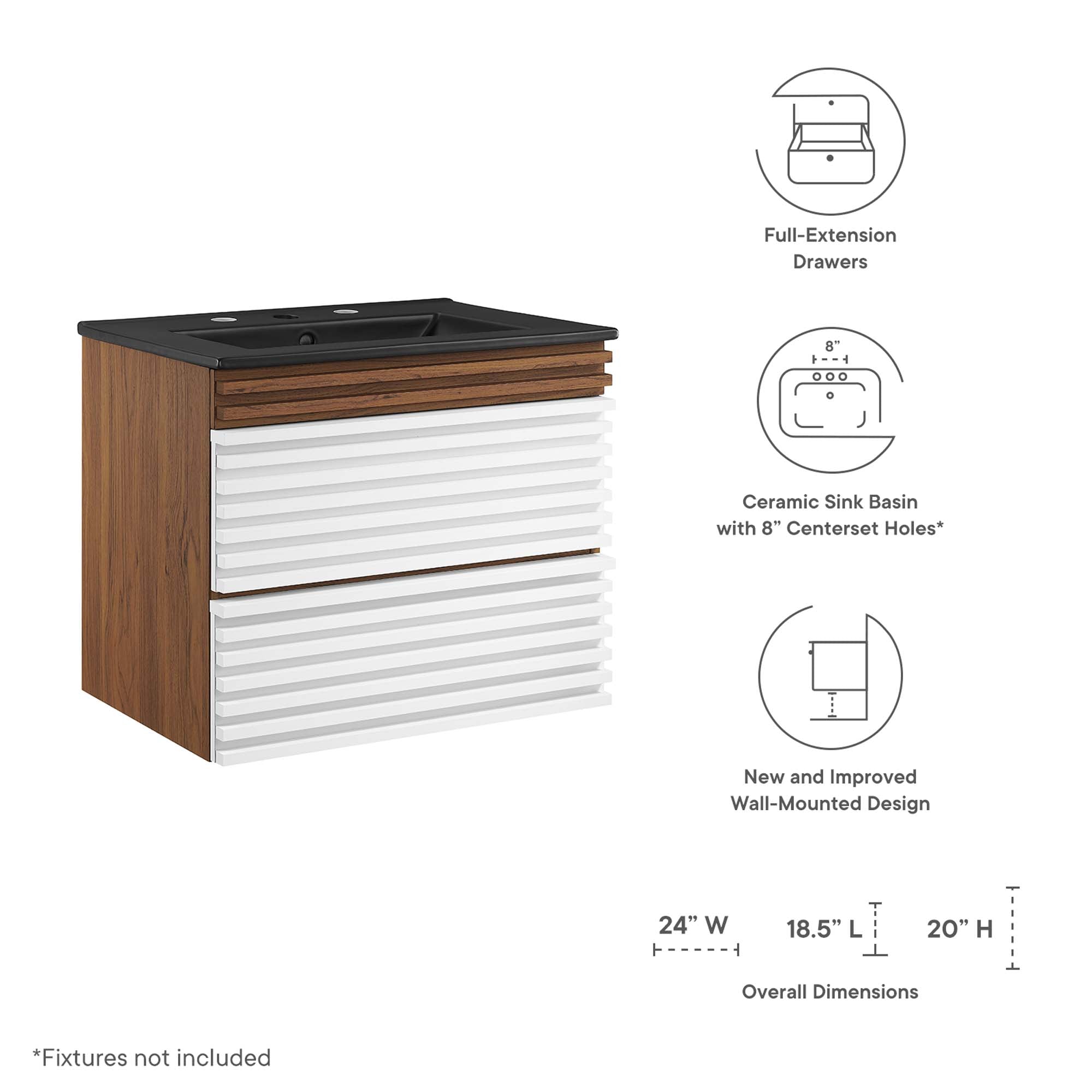 Render 24" Wall-Mount Bathroom Vanity