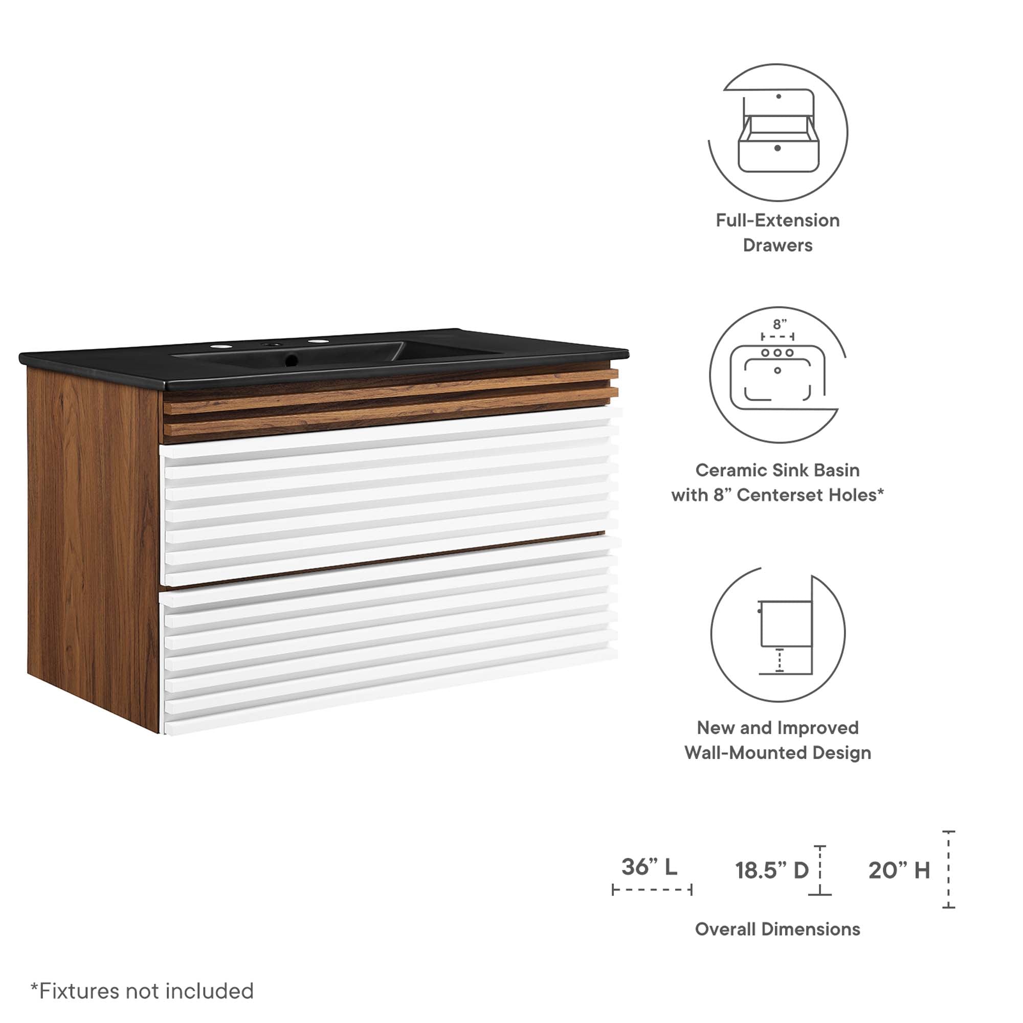 Render 36" Wall-Mount Bathroom Vanity