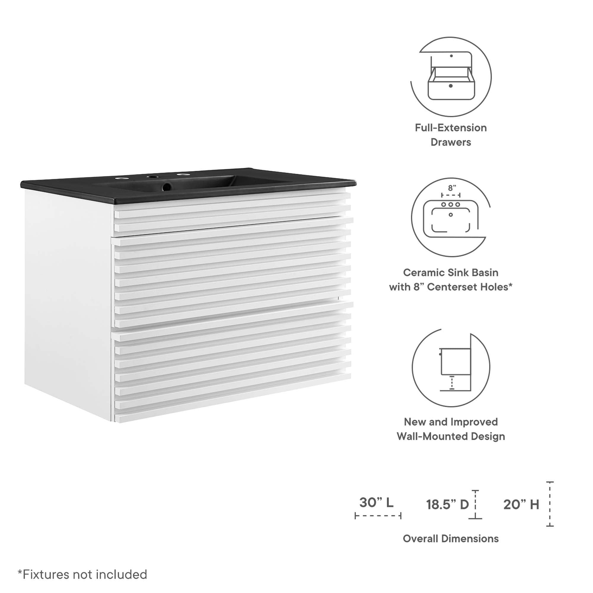 Render 30" Wall-Mount Bathroom Vanity