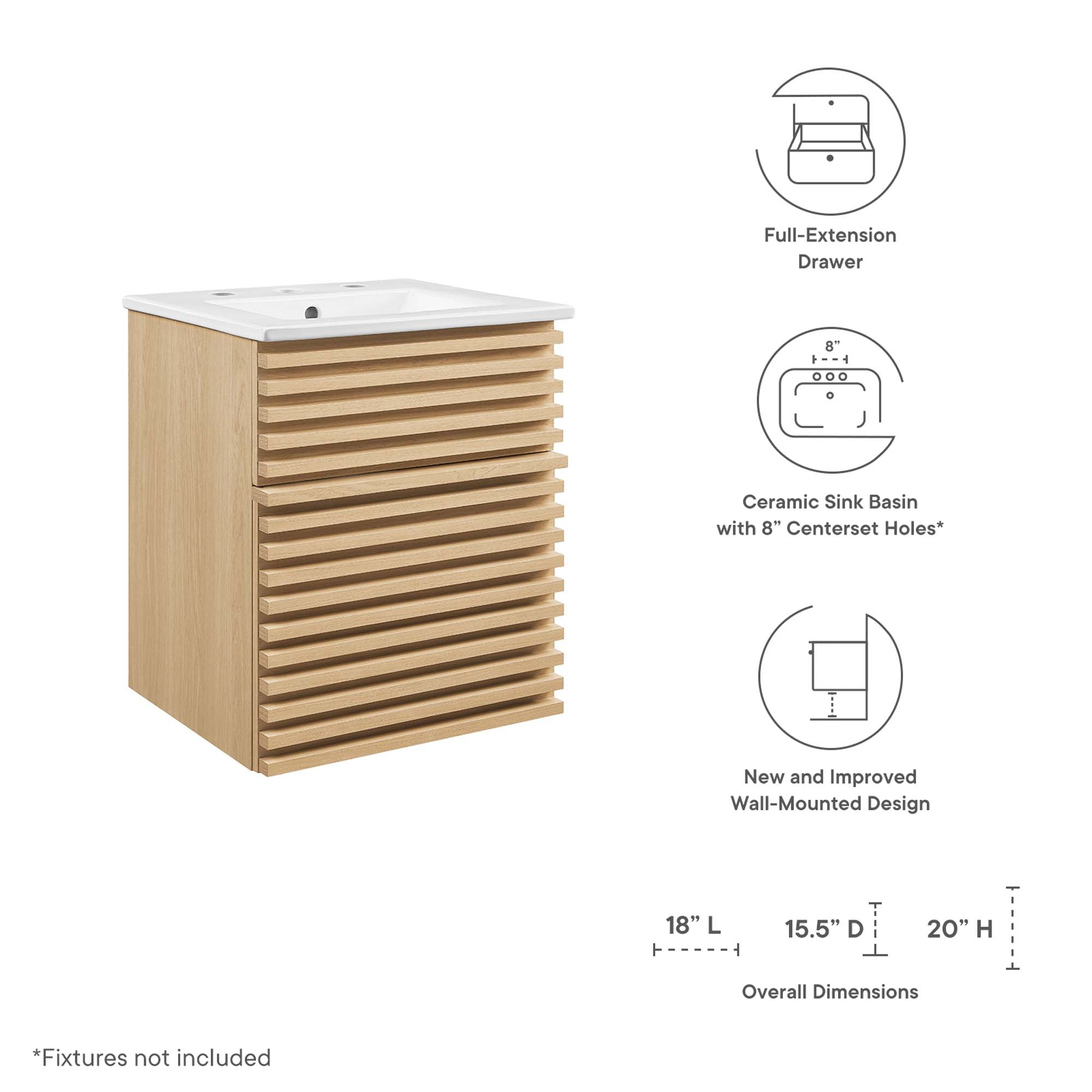 Render 18" Wall-Mount Bathroom Vanity