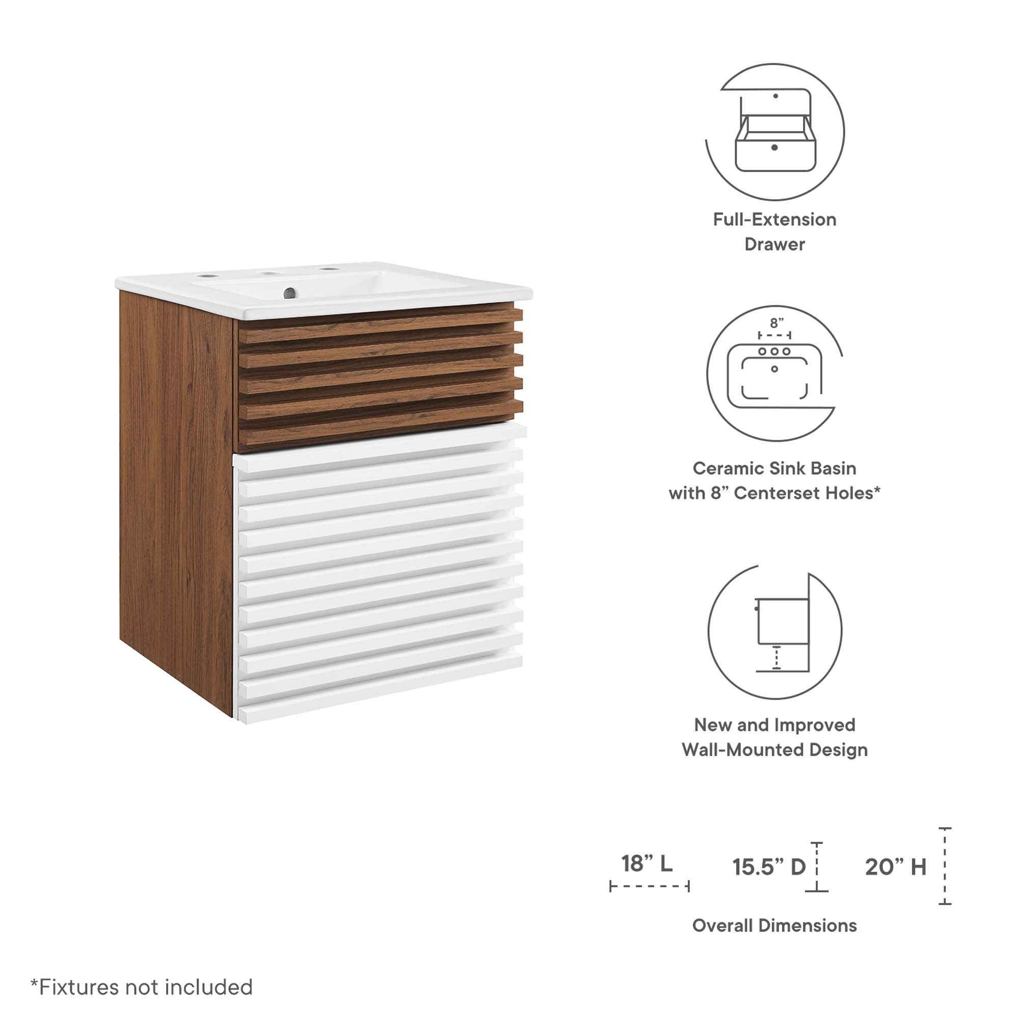 Render 18" Wall-Mount Bathroom Vanity