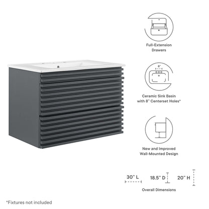 Render 30" Wall-Mount Bathroom Vanity
