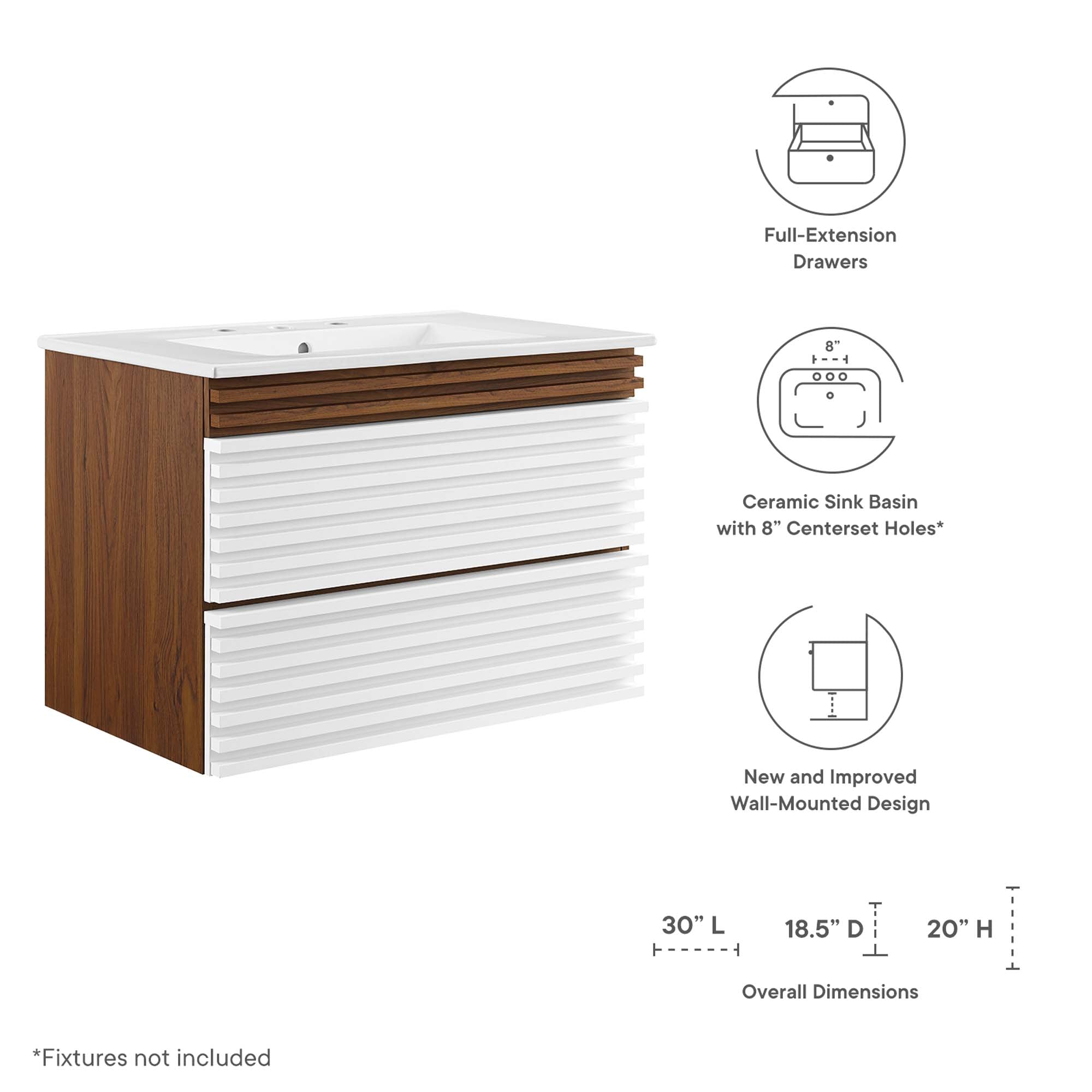 Render 30" Wall-Mount Bathroom Vanity