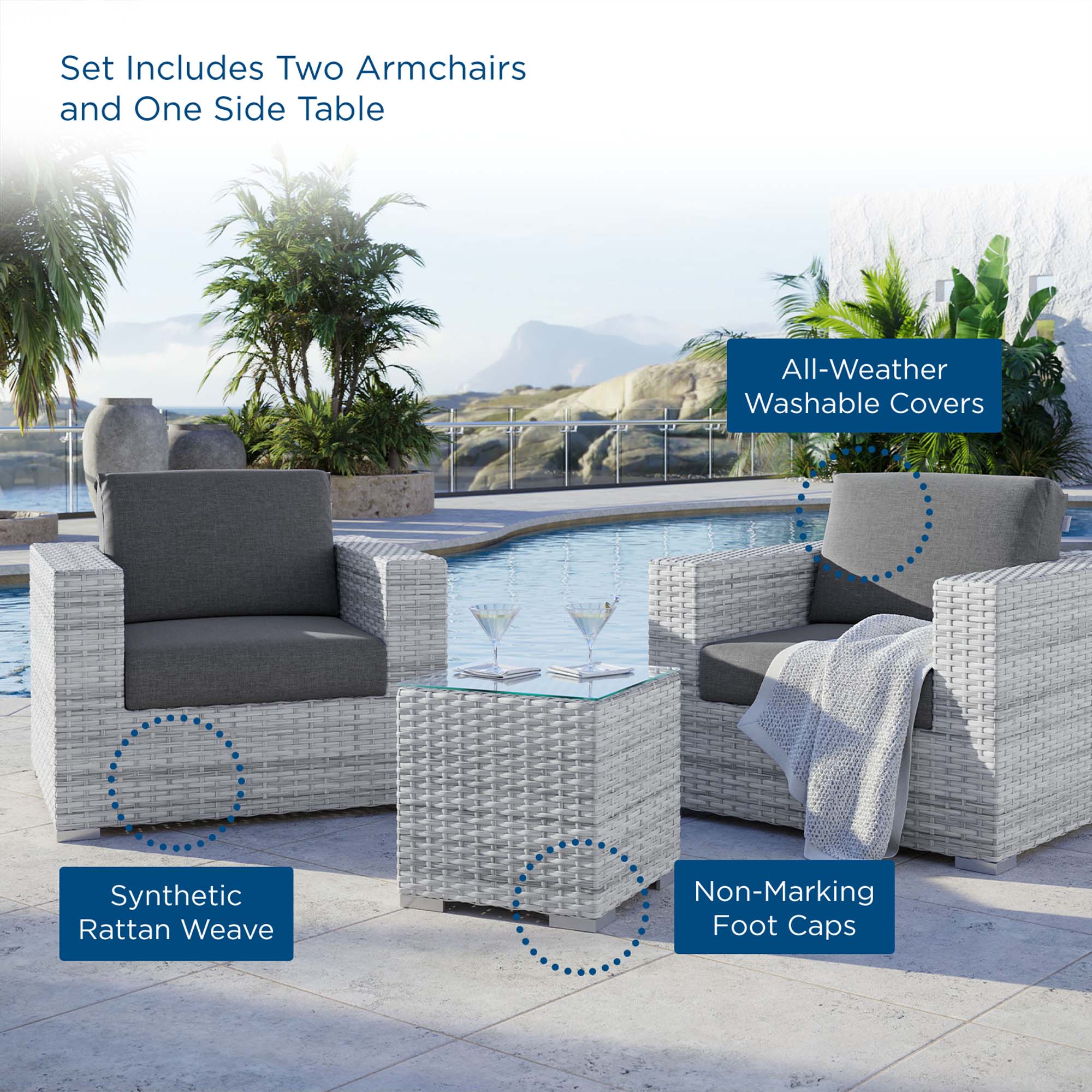 Convene 3-Piece Outdoor Patio Set