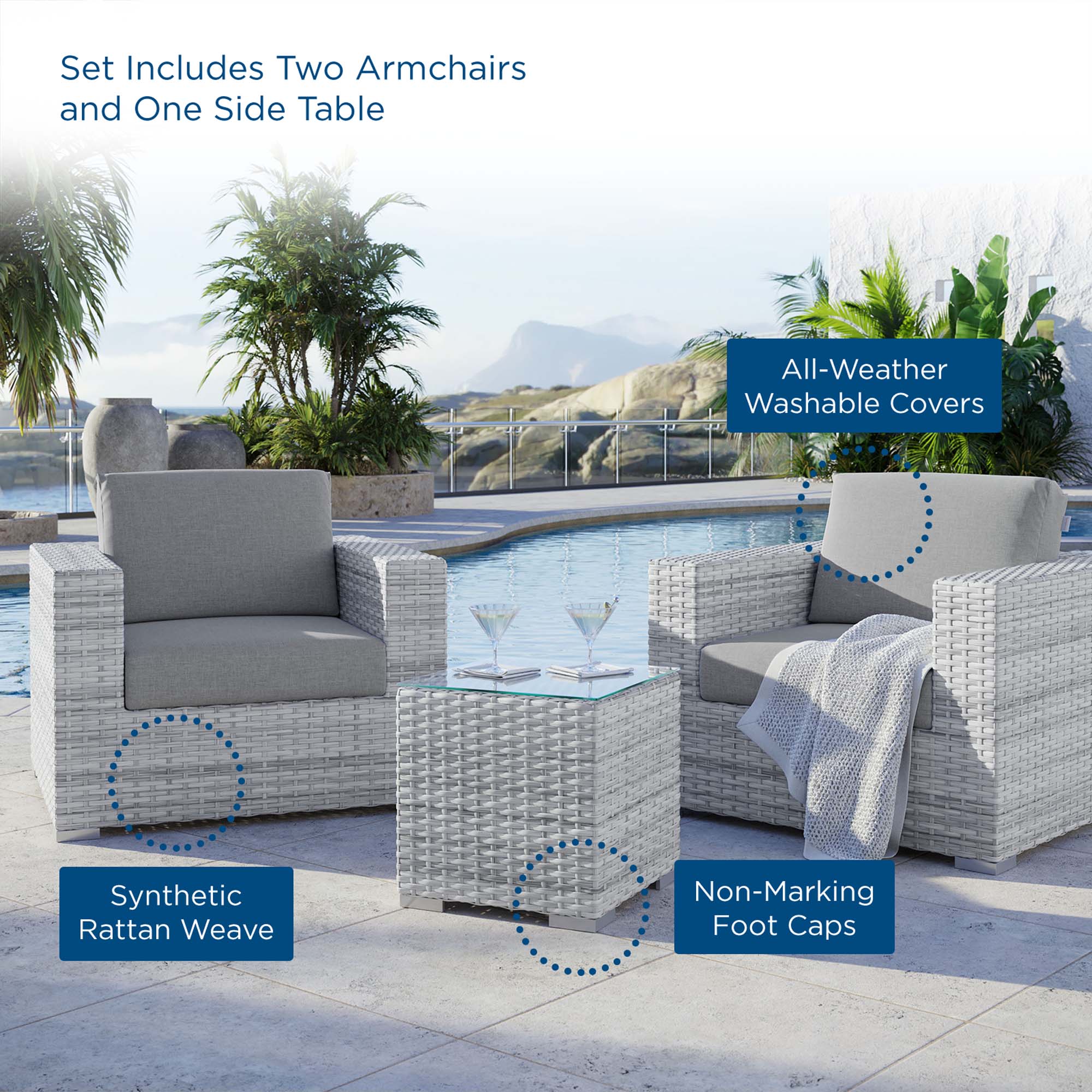 Convene 3-Piece Outdoor Patio Set