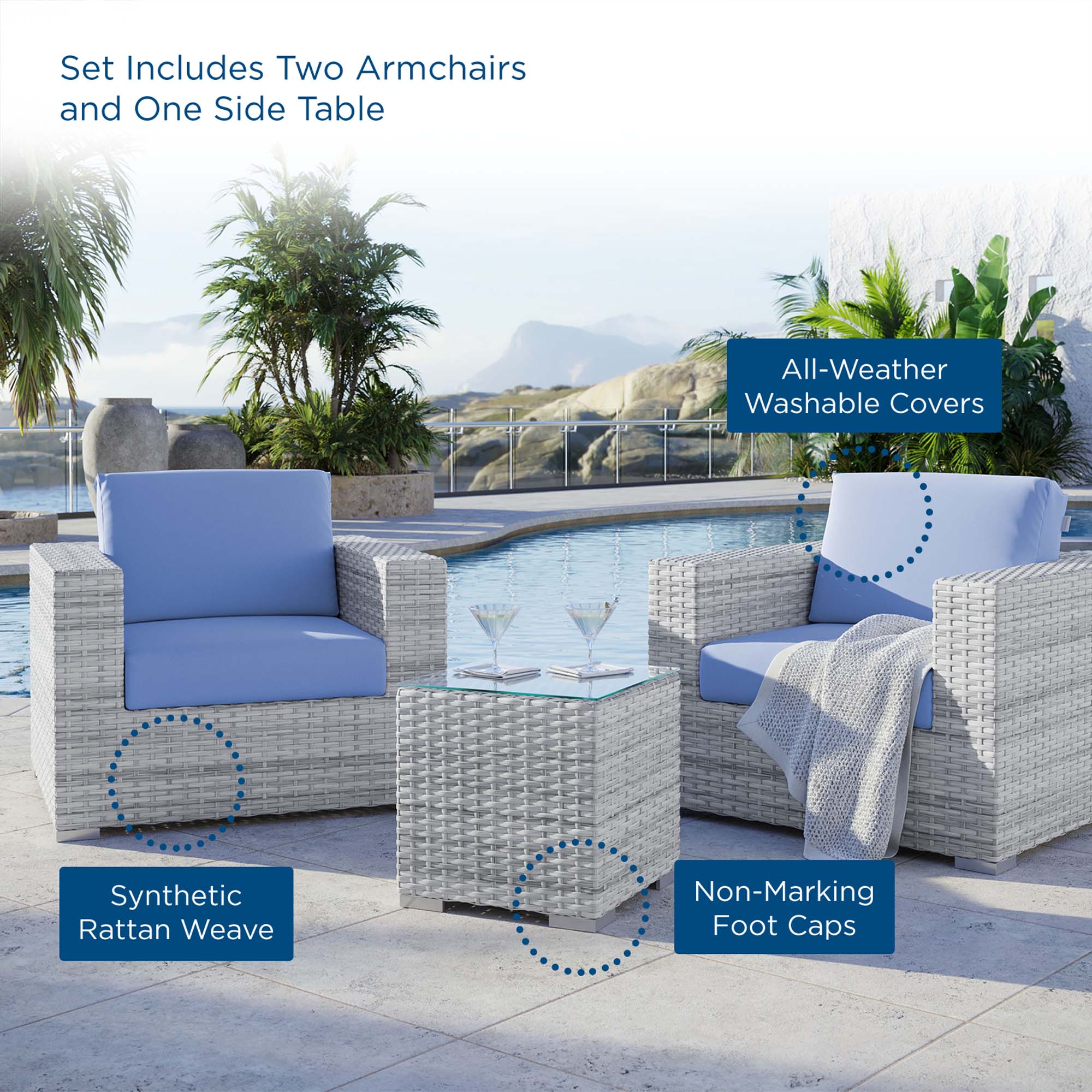 Convene 3-Piece Outdoor Patio Set