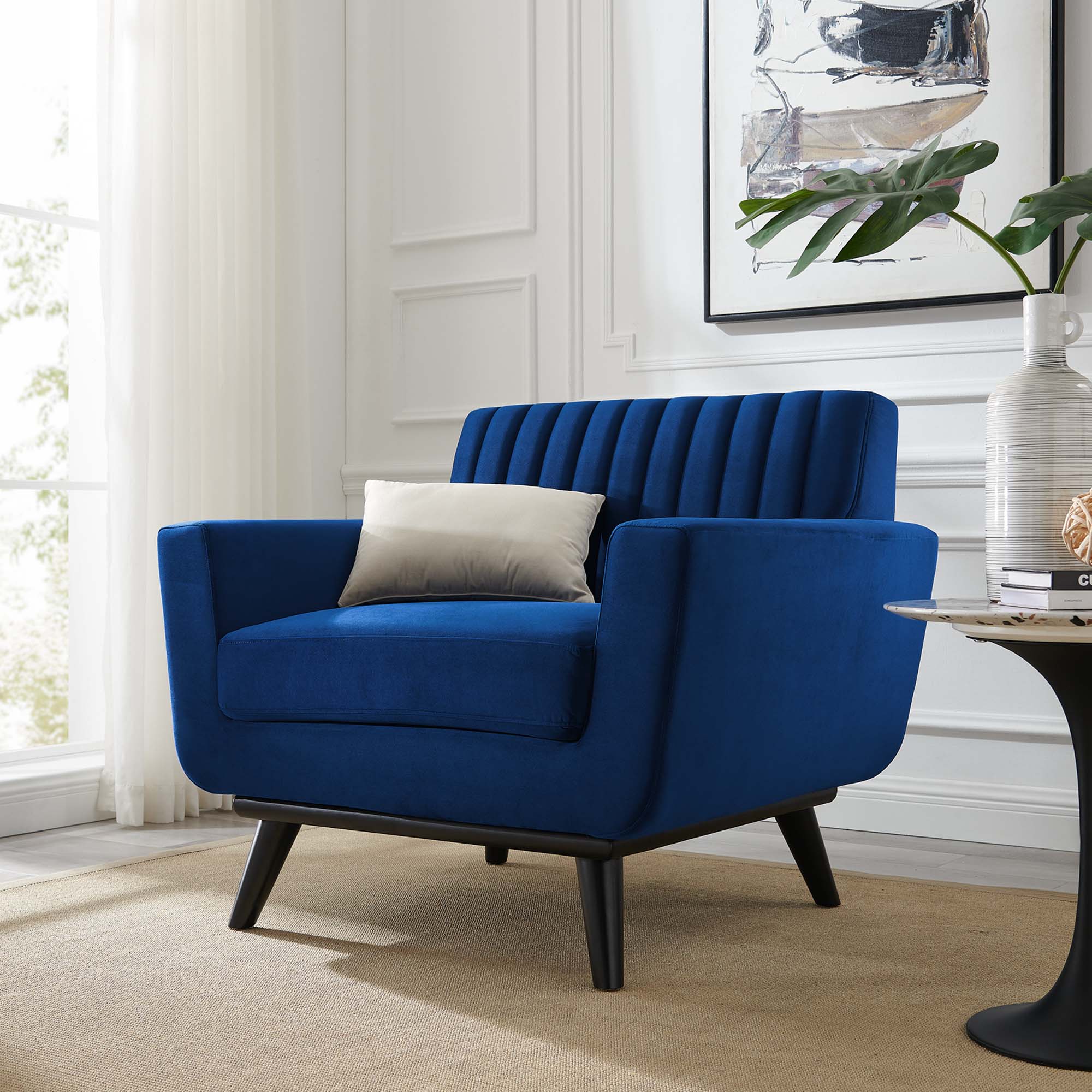 Engage Channel Tufted Performance Velvet Armchair