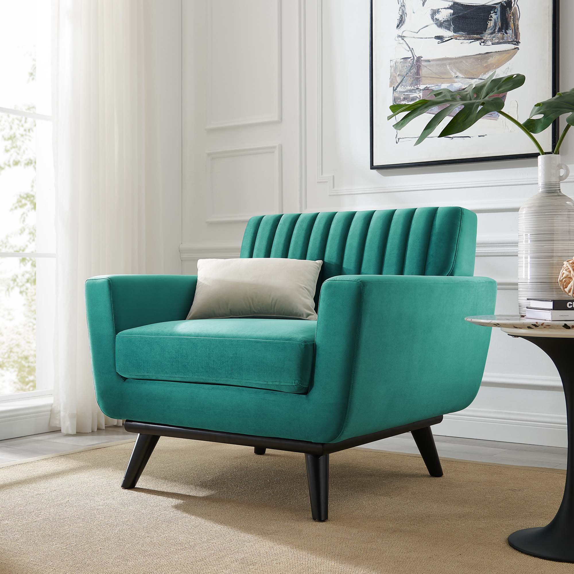 Engage Channel Tufted Performance Velvet Armchair