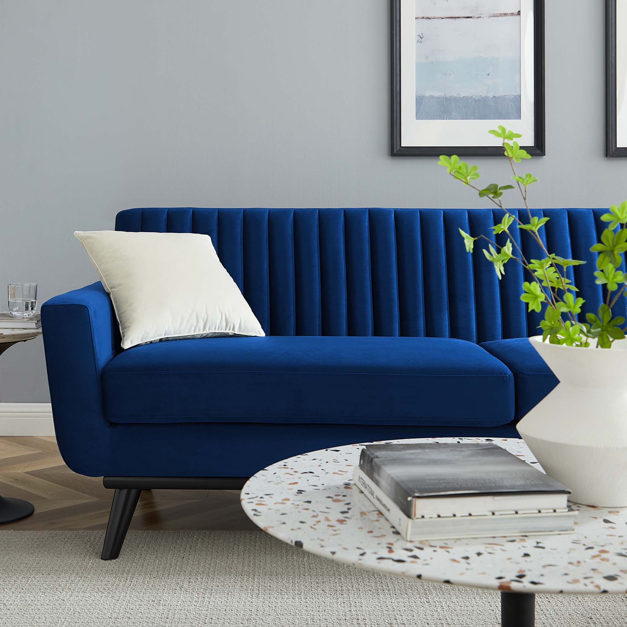 Engage Channel Tufted Performance Velvet Sofa