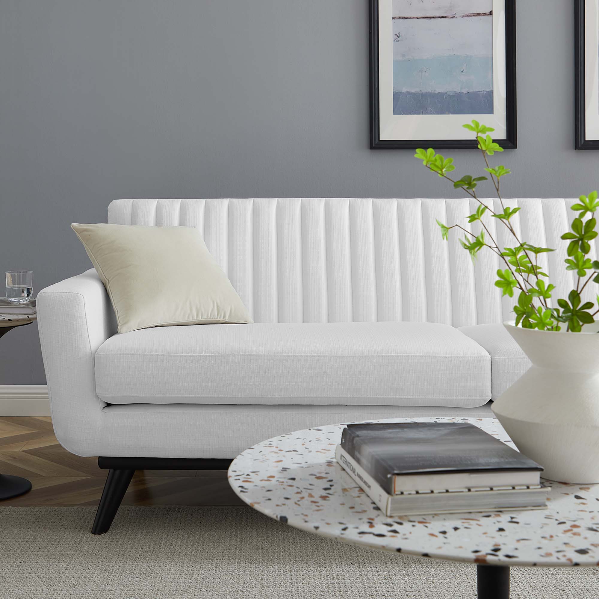 Engage Channel Tufted Fabric Sofa