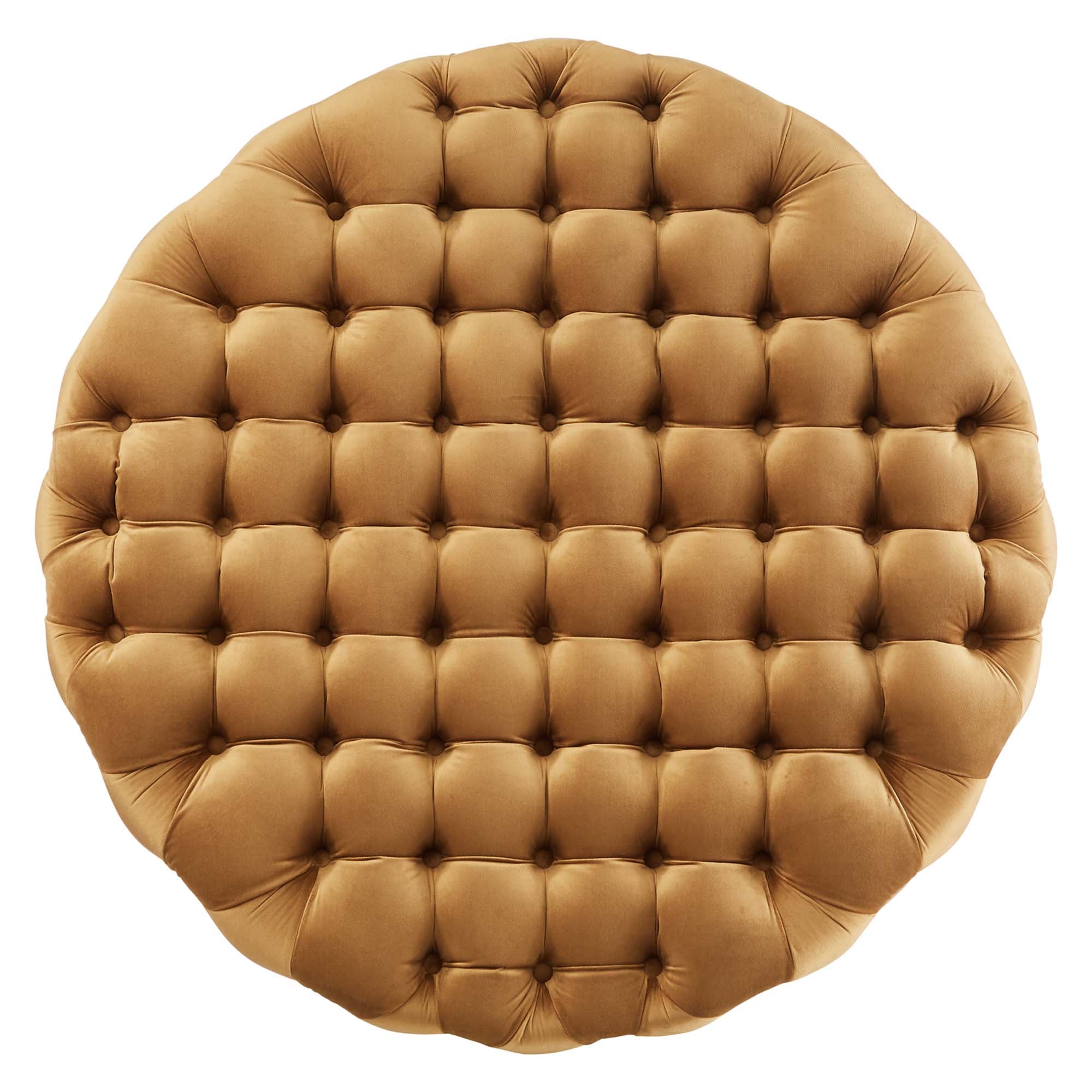 Amour Tufted Button Large Round Performance Velvet Ottoman