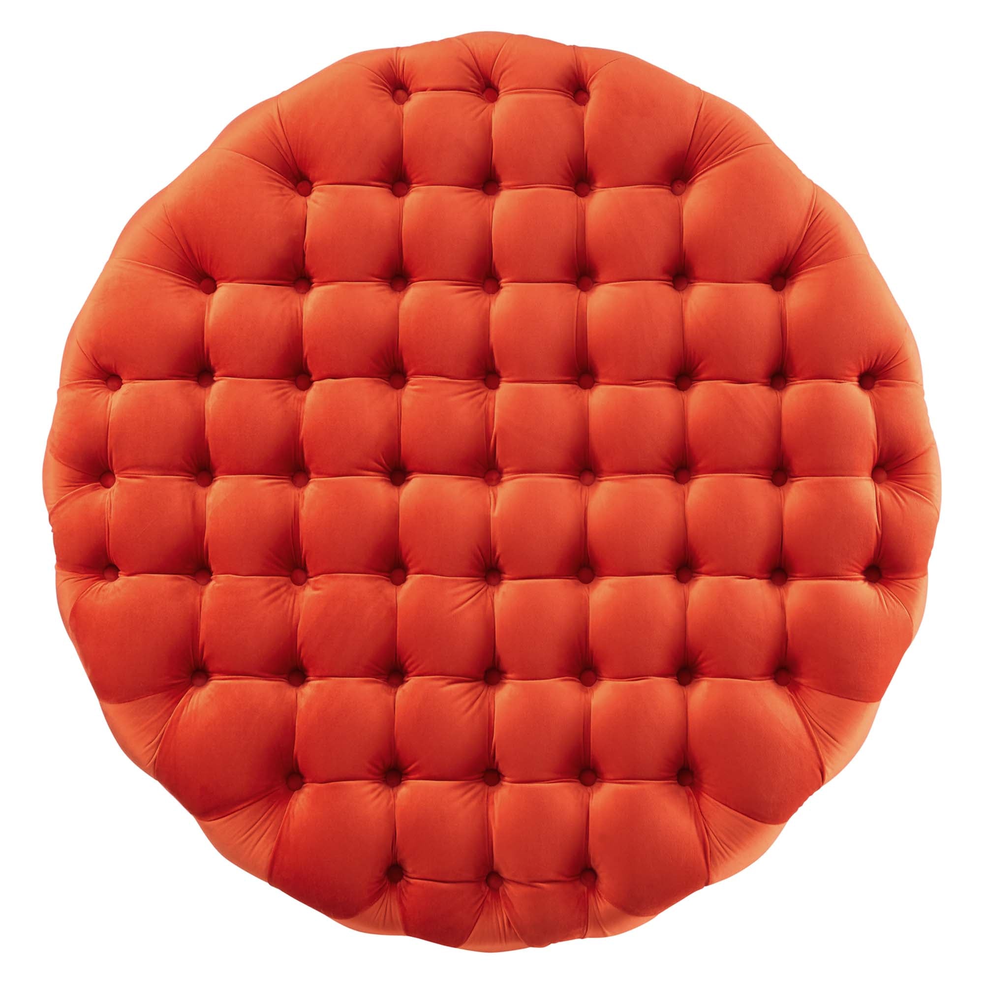 Amour Tufted Button Large Round Performance Velvet Ottoman