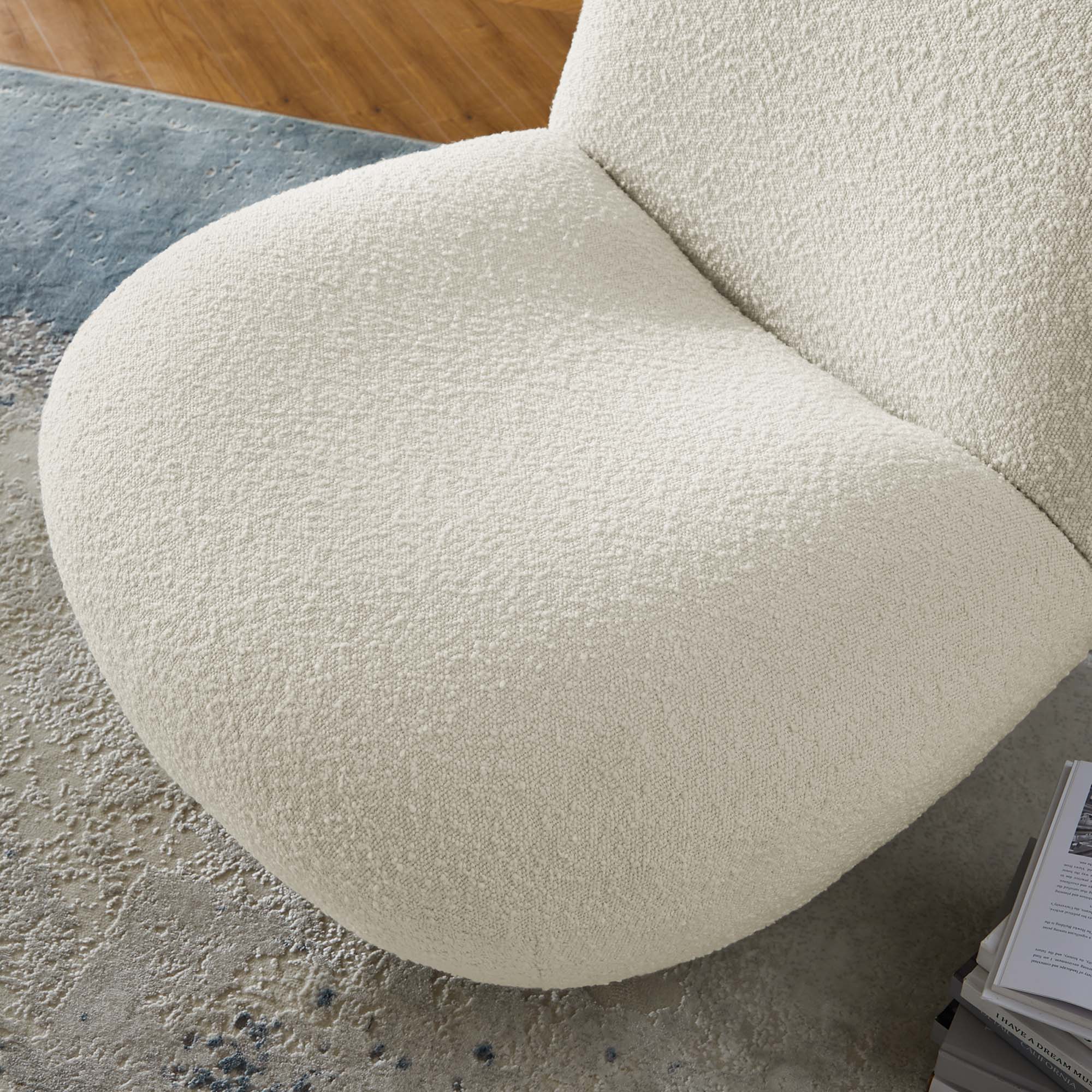 Kindred Boucle Upholstered Upholstered Fabric Swivel Chair