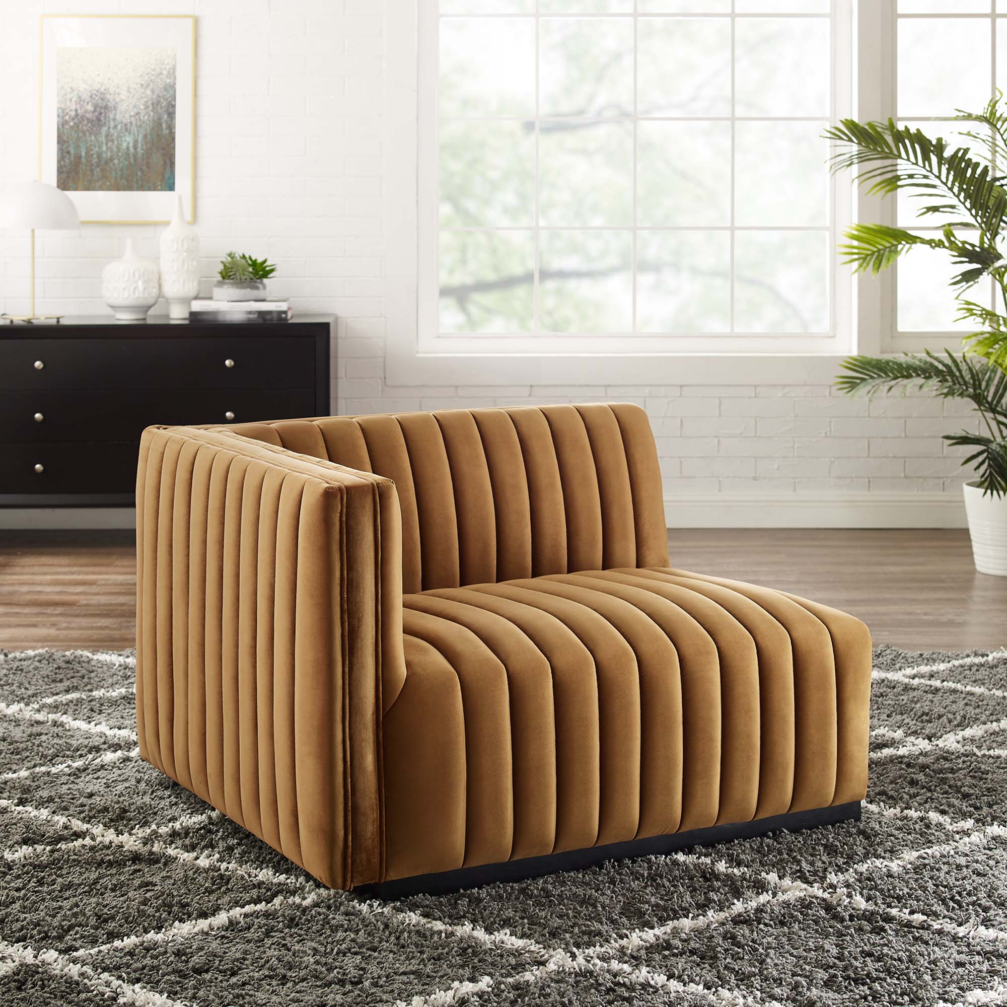 Conjure Channel Tufted Performance Velvet Left-Arm Chair