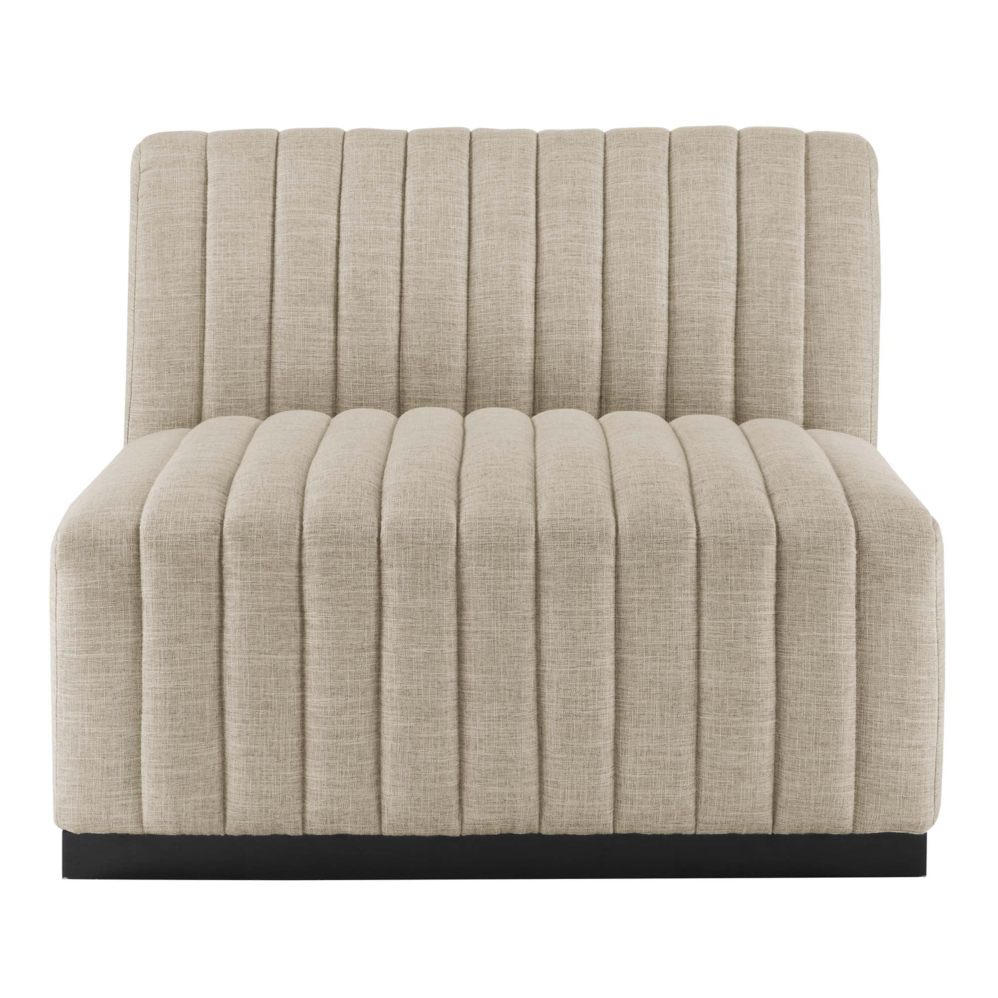 Conjure Channel Tufted Upholstered Fabric Armless Chair