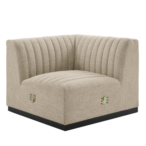Conjure Channel Tufted Upholstered Fabric Left Corner Chair