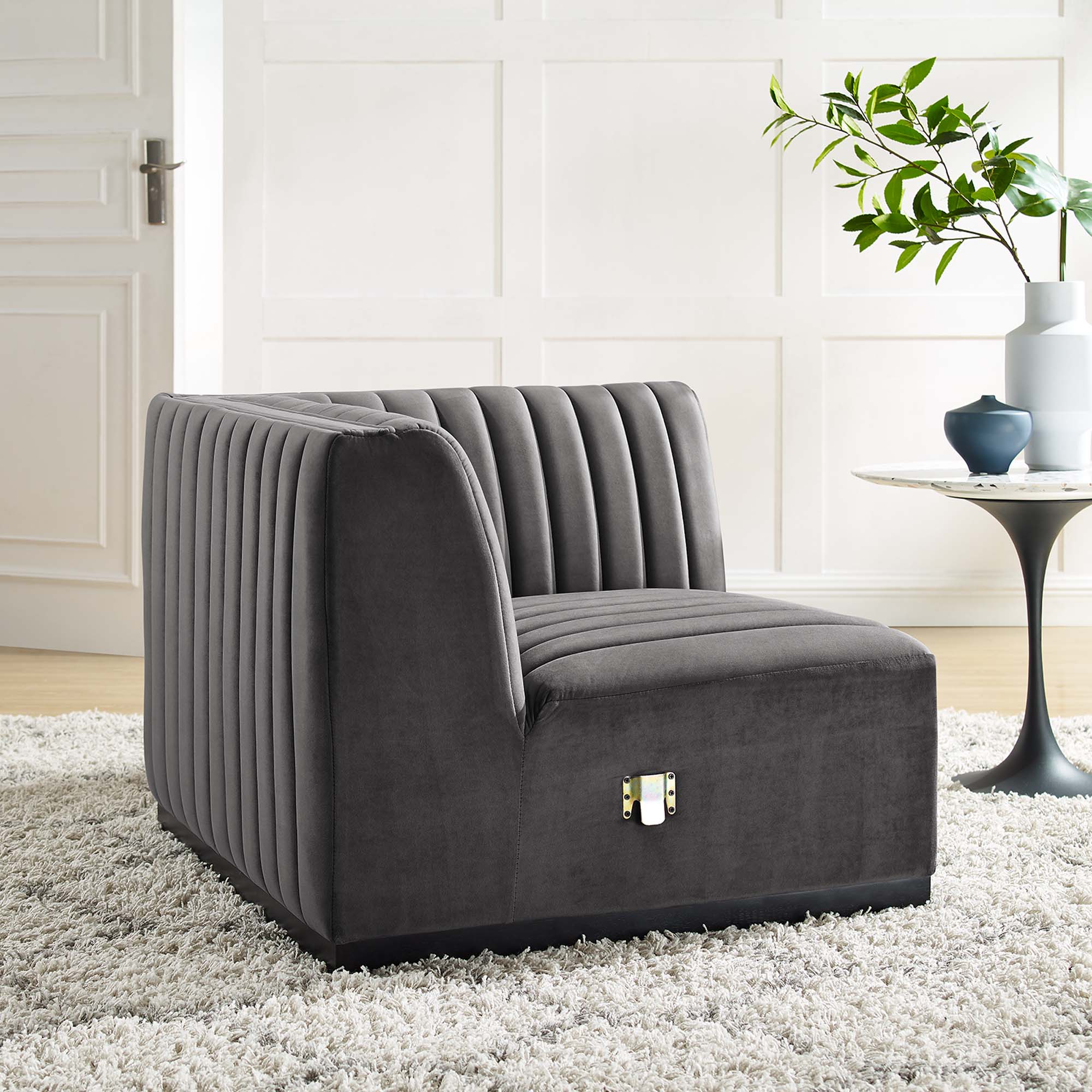 Conjure Channel Tufted Performance Velvet Right Corner Chair