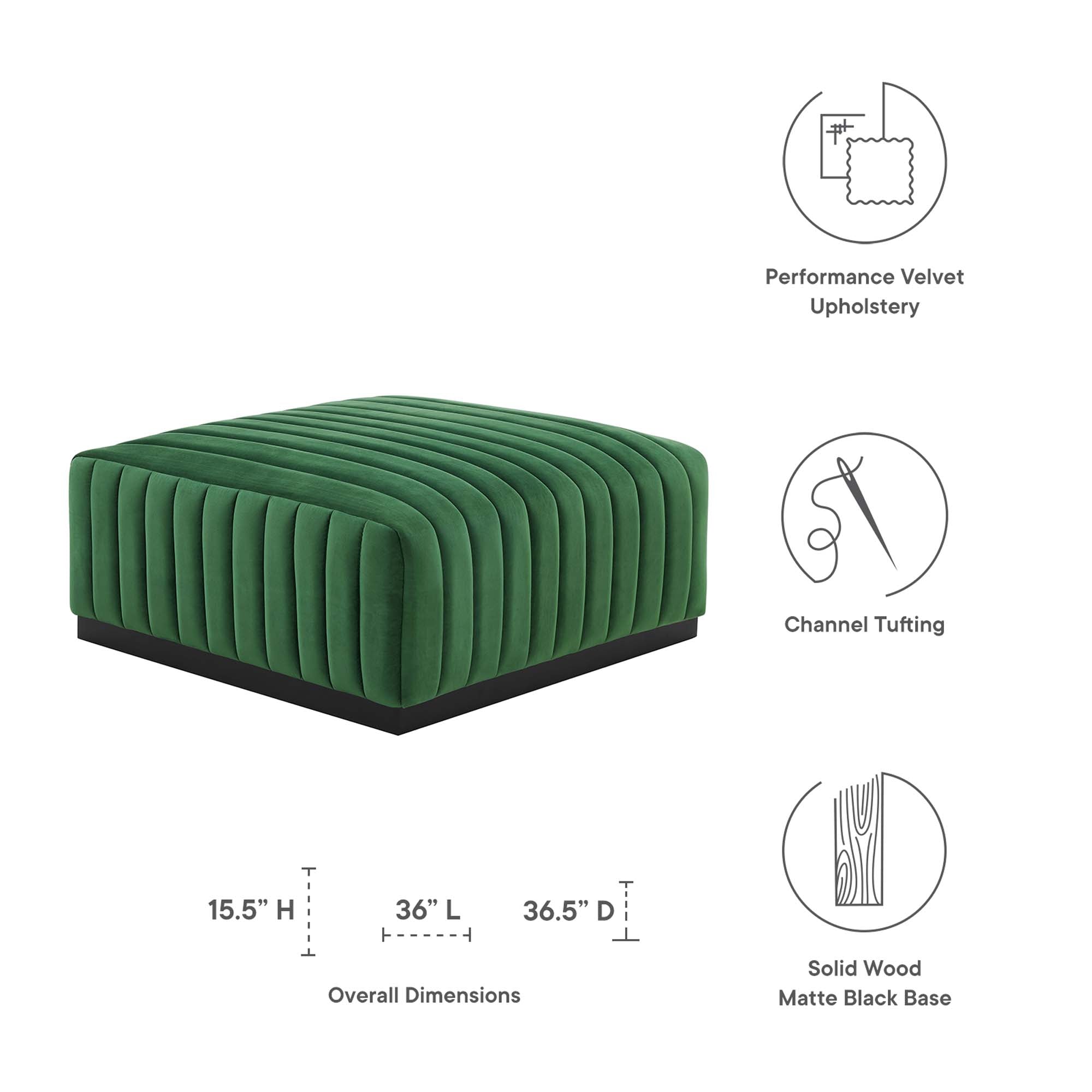 Conjure Channel Tufted Performance Velvet Ottoman