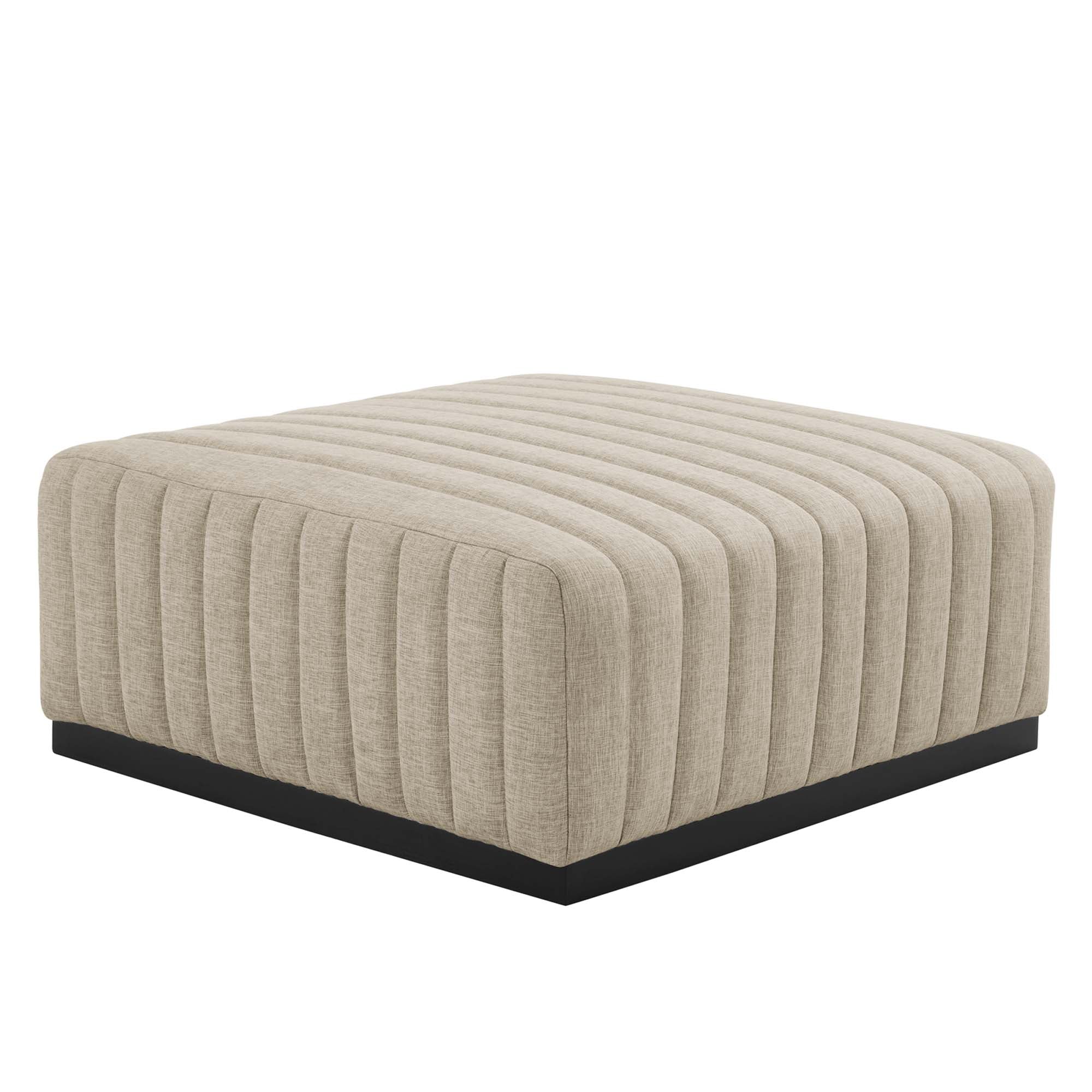 Conjure Channel Tufted Upholstered Fabric Ottoman