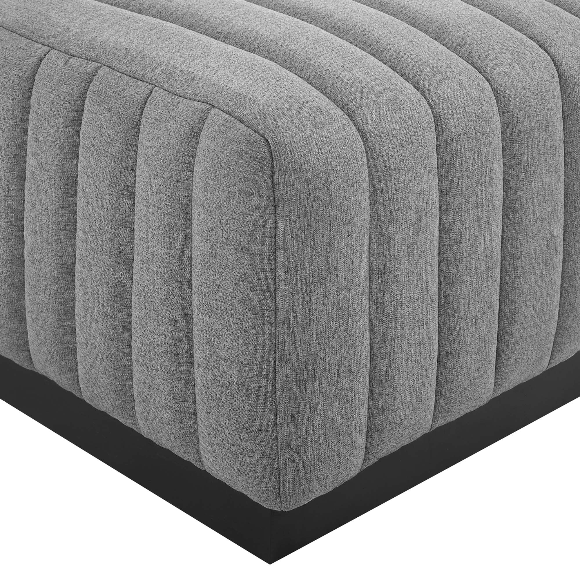 Conjure Channel Tufted Upholstered Fabric Ottoman