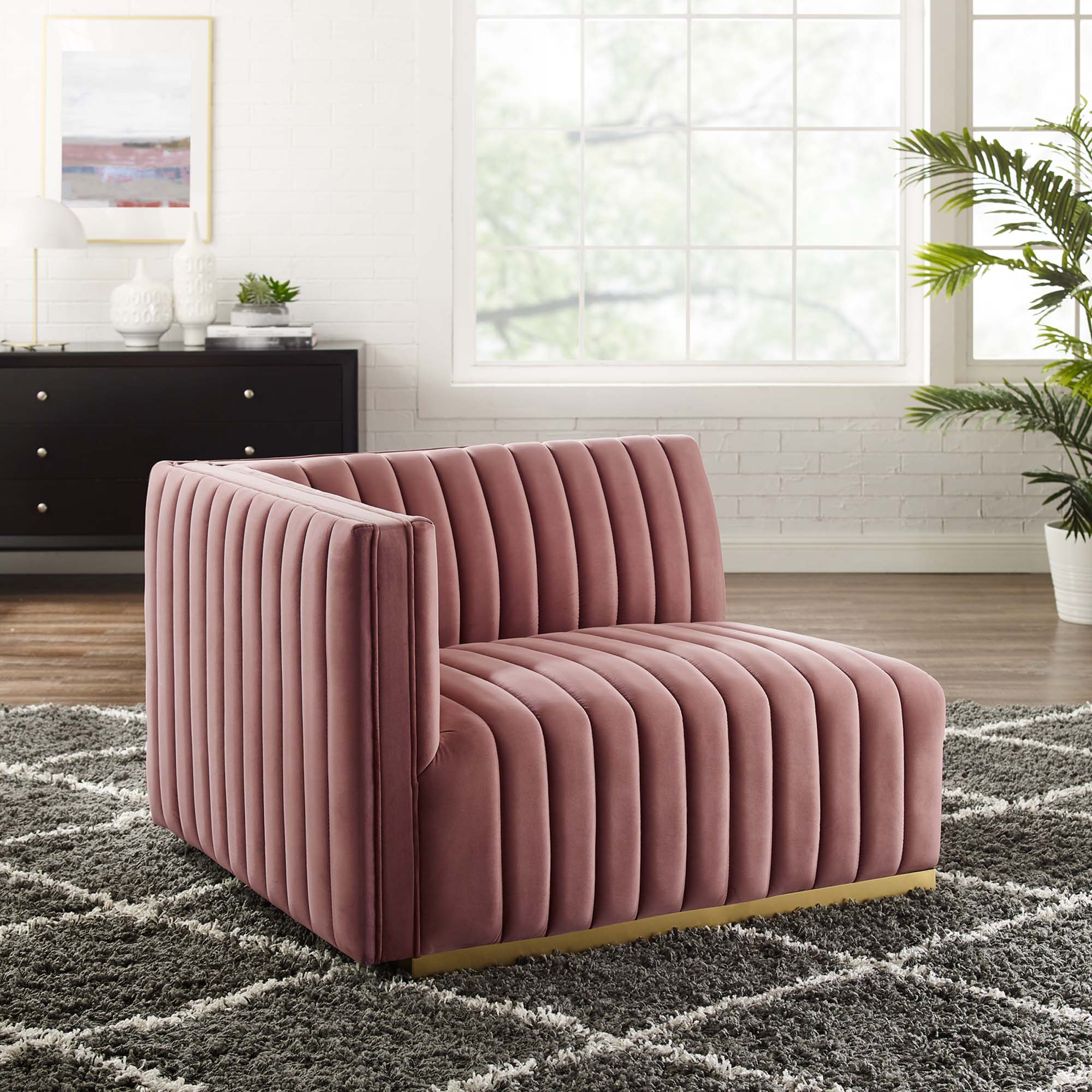 Conjure Channel Tufted Performance Velvet Left-Arm Chair