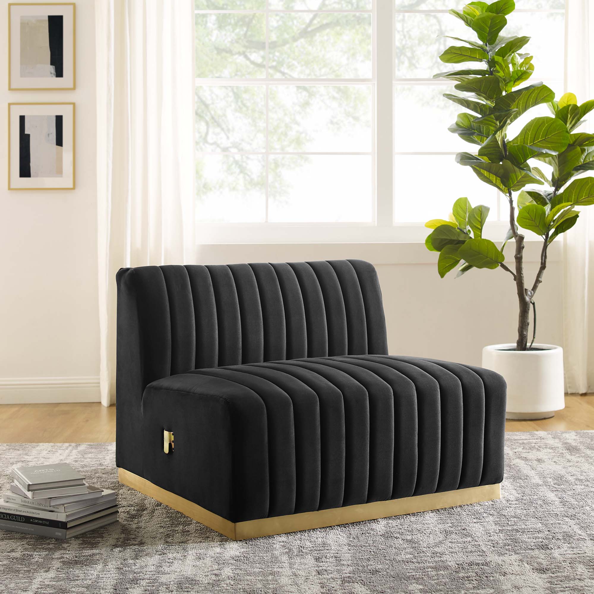 Conjure Channel Tufted Performance Velvet Armless Chair