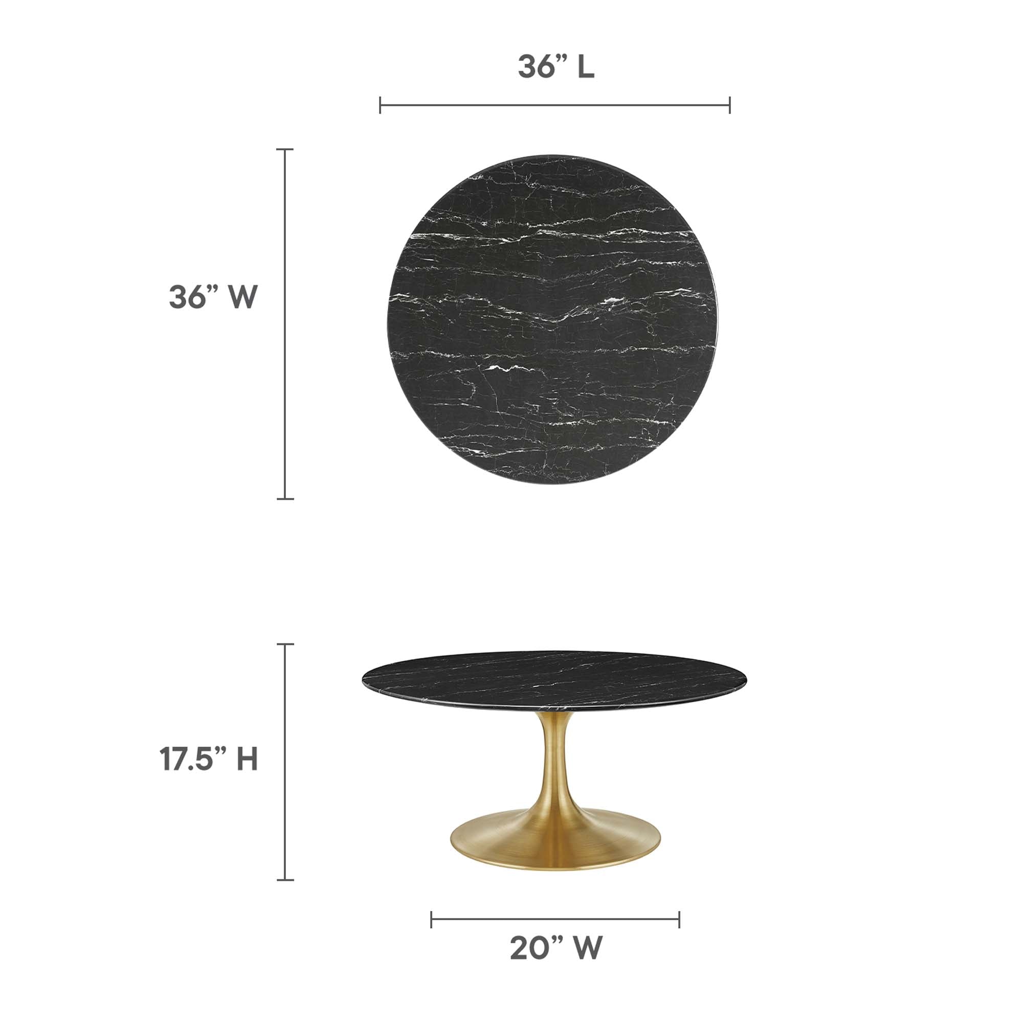 Lippa 36" Round Artificial Marble Coffee Table