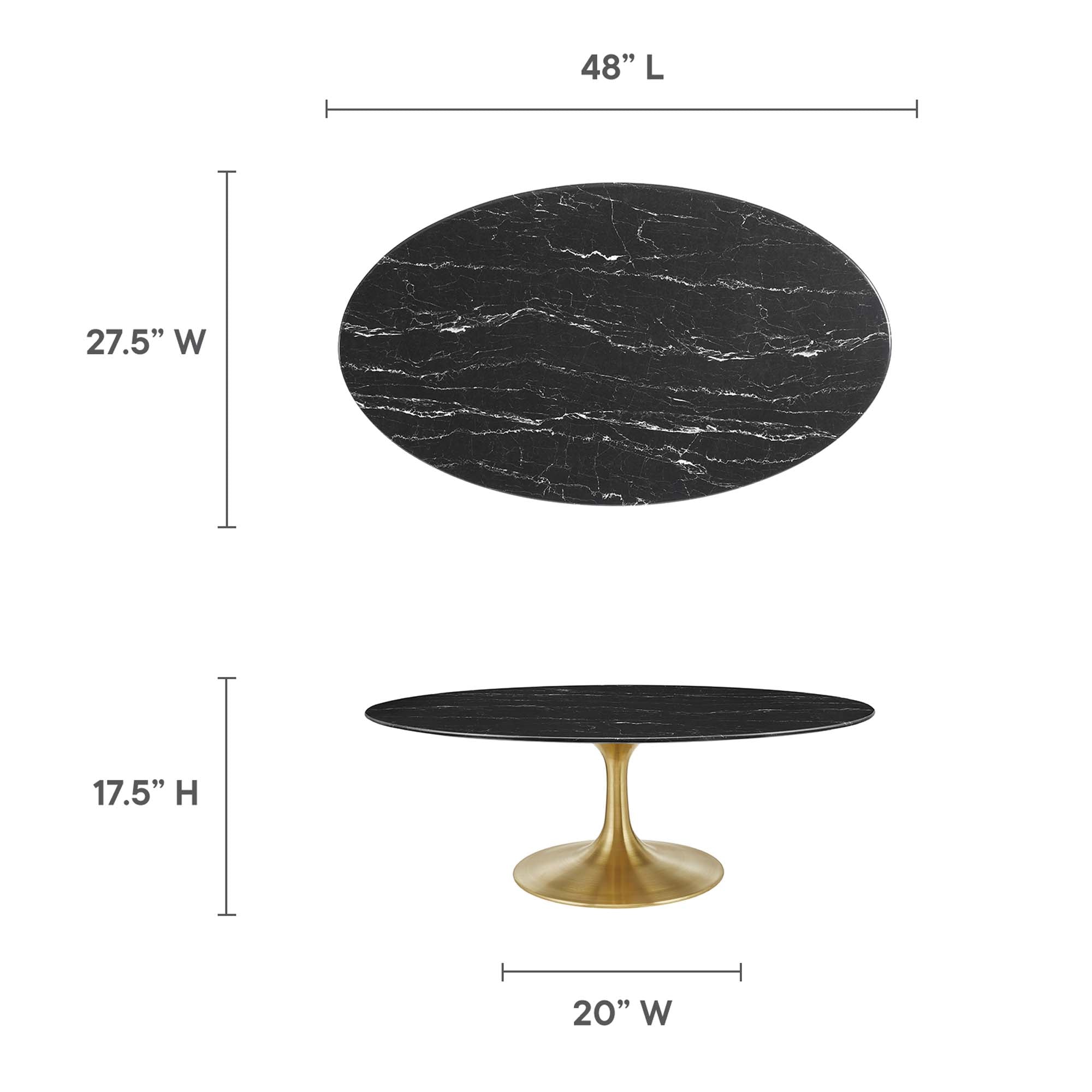 Lippa 48" Oval Artificial Marble Coffee Table