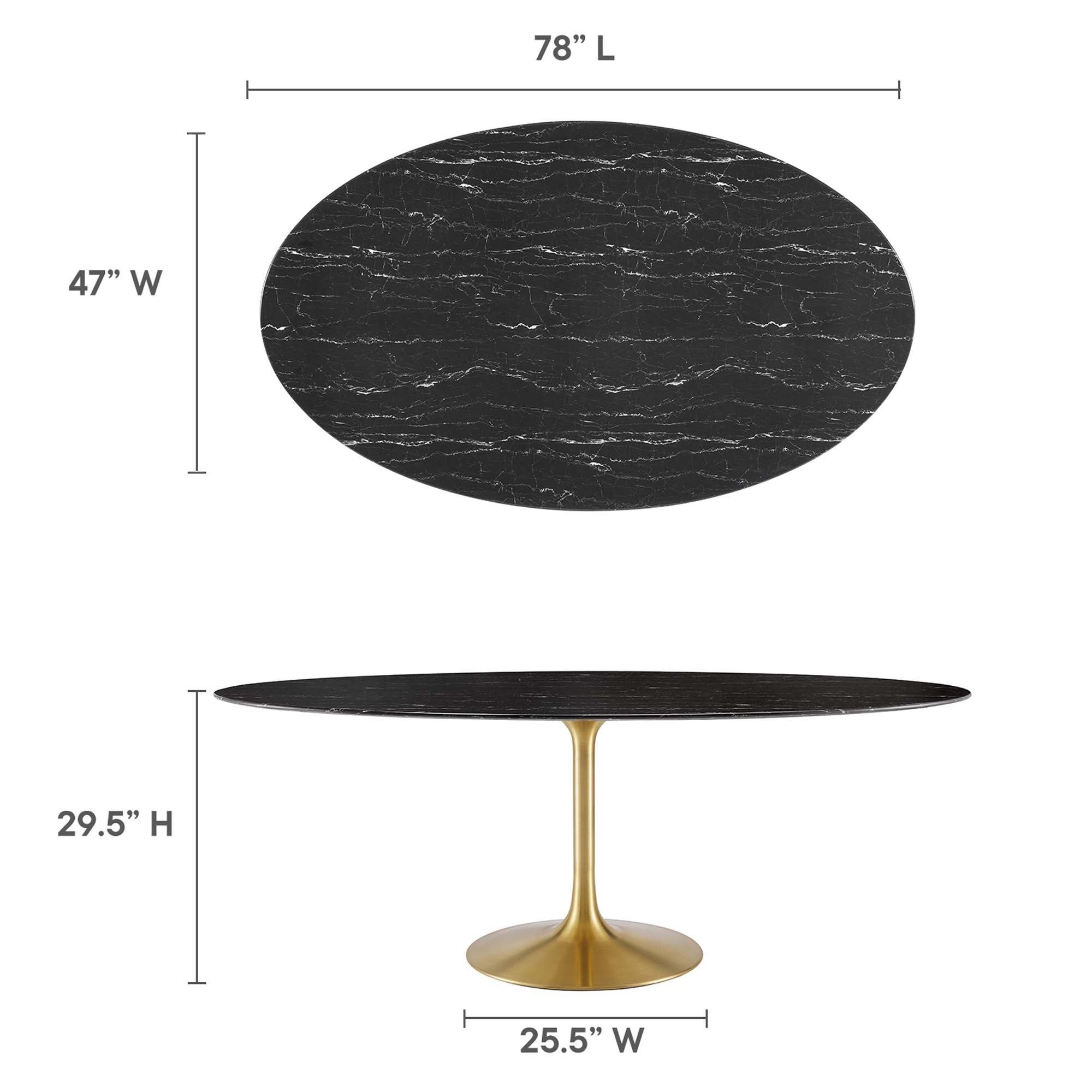 Lippa 78" Oval Artificial Marble Dining Table