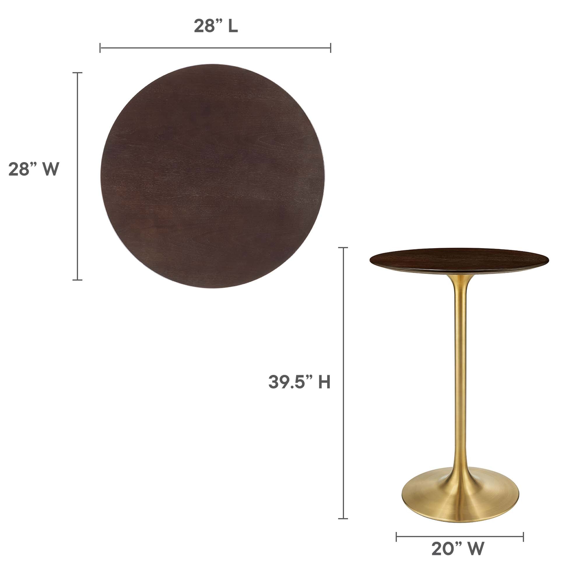 Lippa 28" Round Cherry Walnut Wood Grain Bar Table