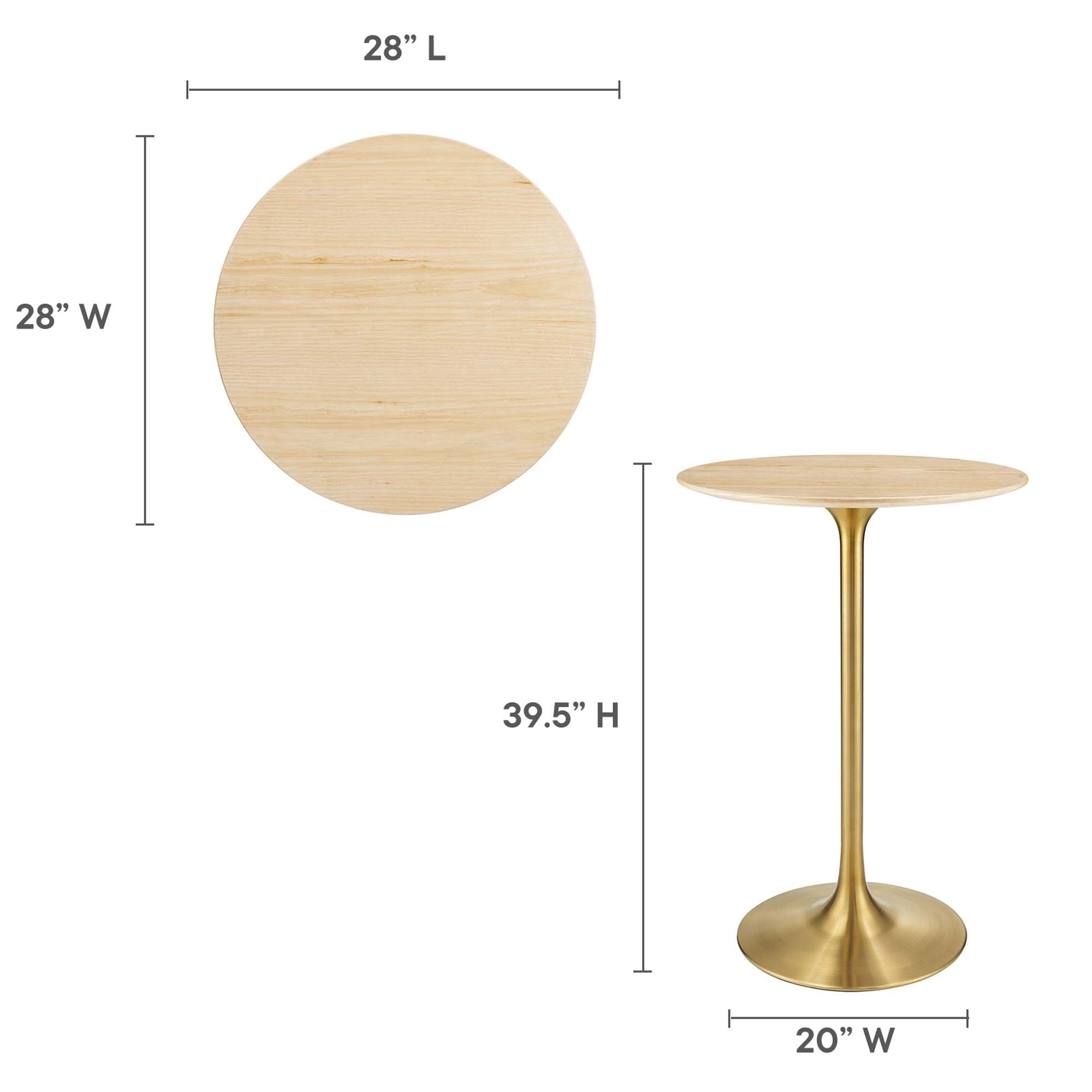 Lippa 28" Round Natural Wood Grain Bar Table