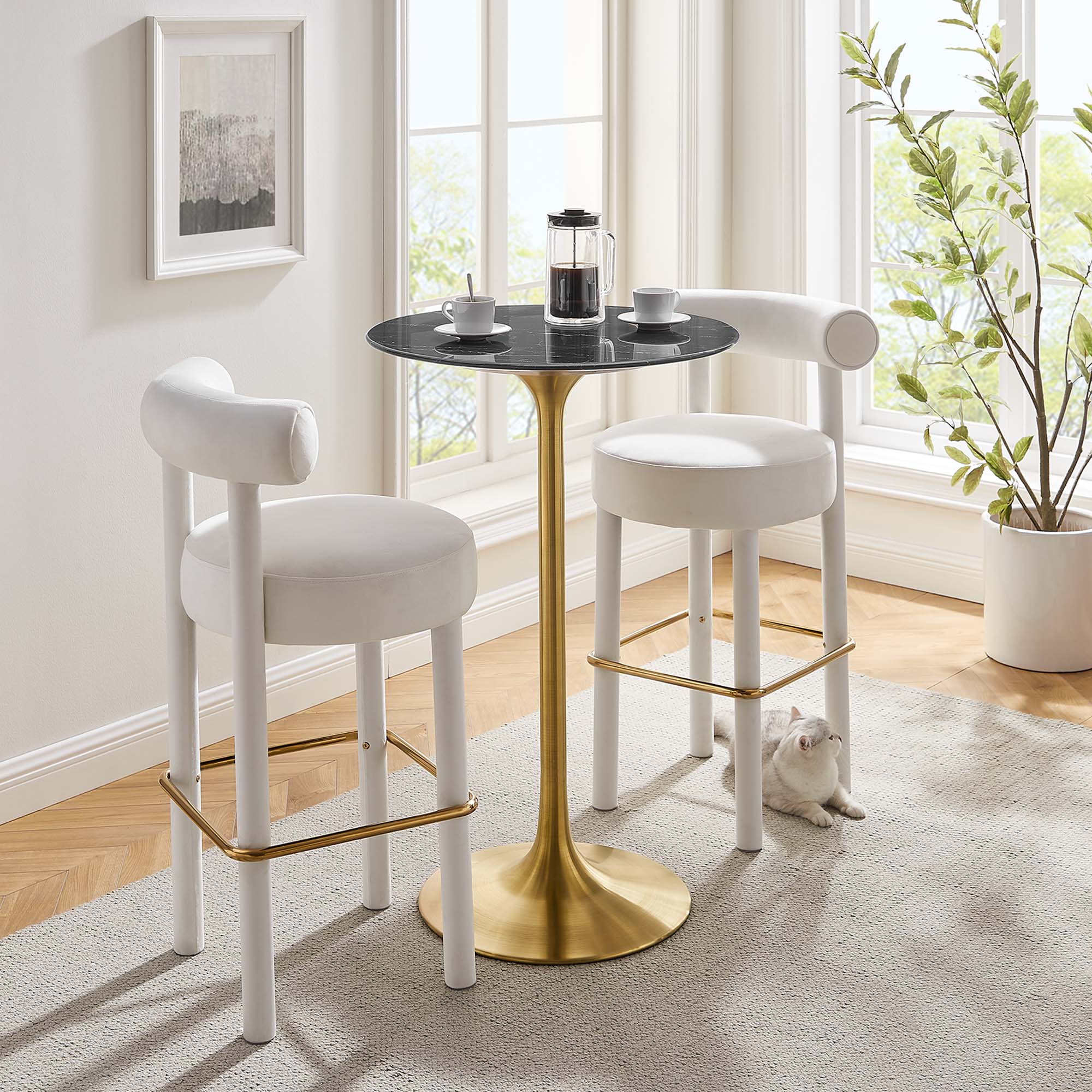 Lippa 28" Round Artificial Marble Bar Table