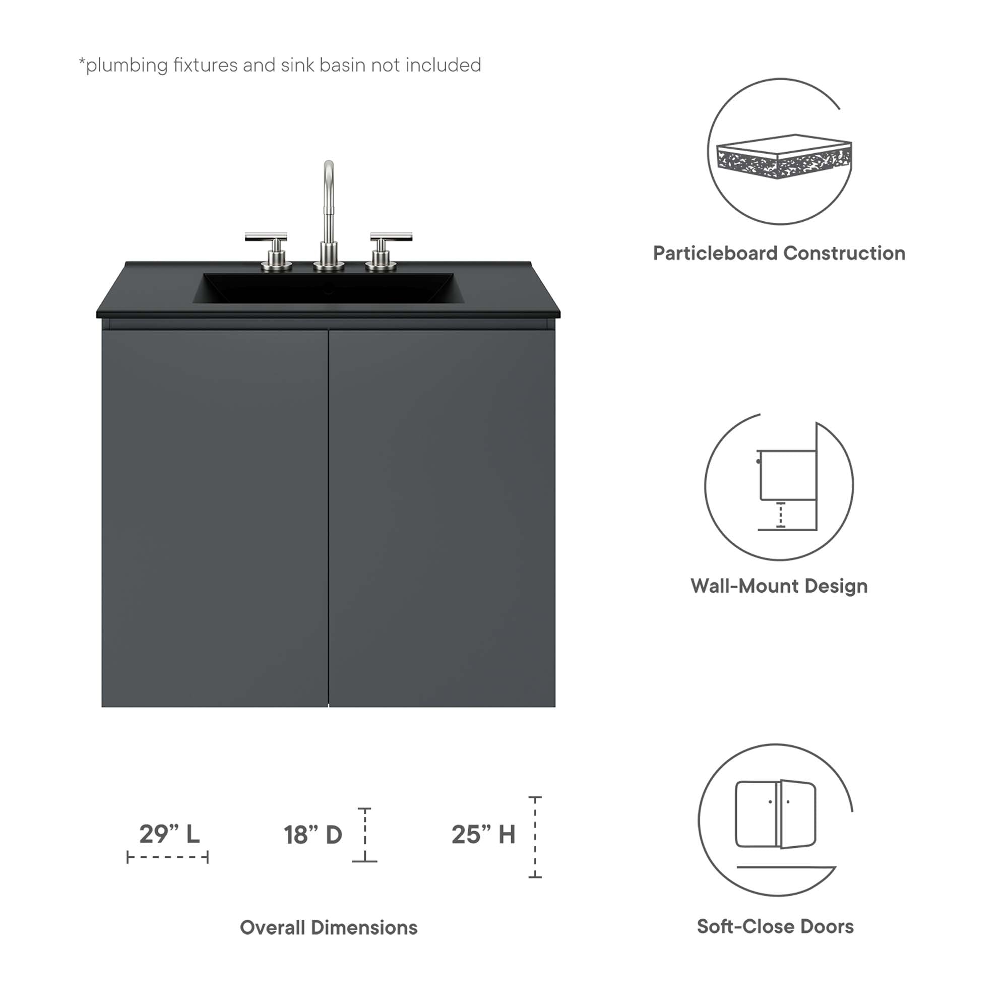 Bryn 30" Wall-Mount Bathroom Vanity (Sink Basin Not Included)