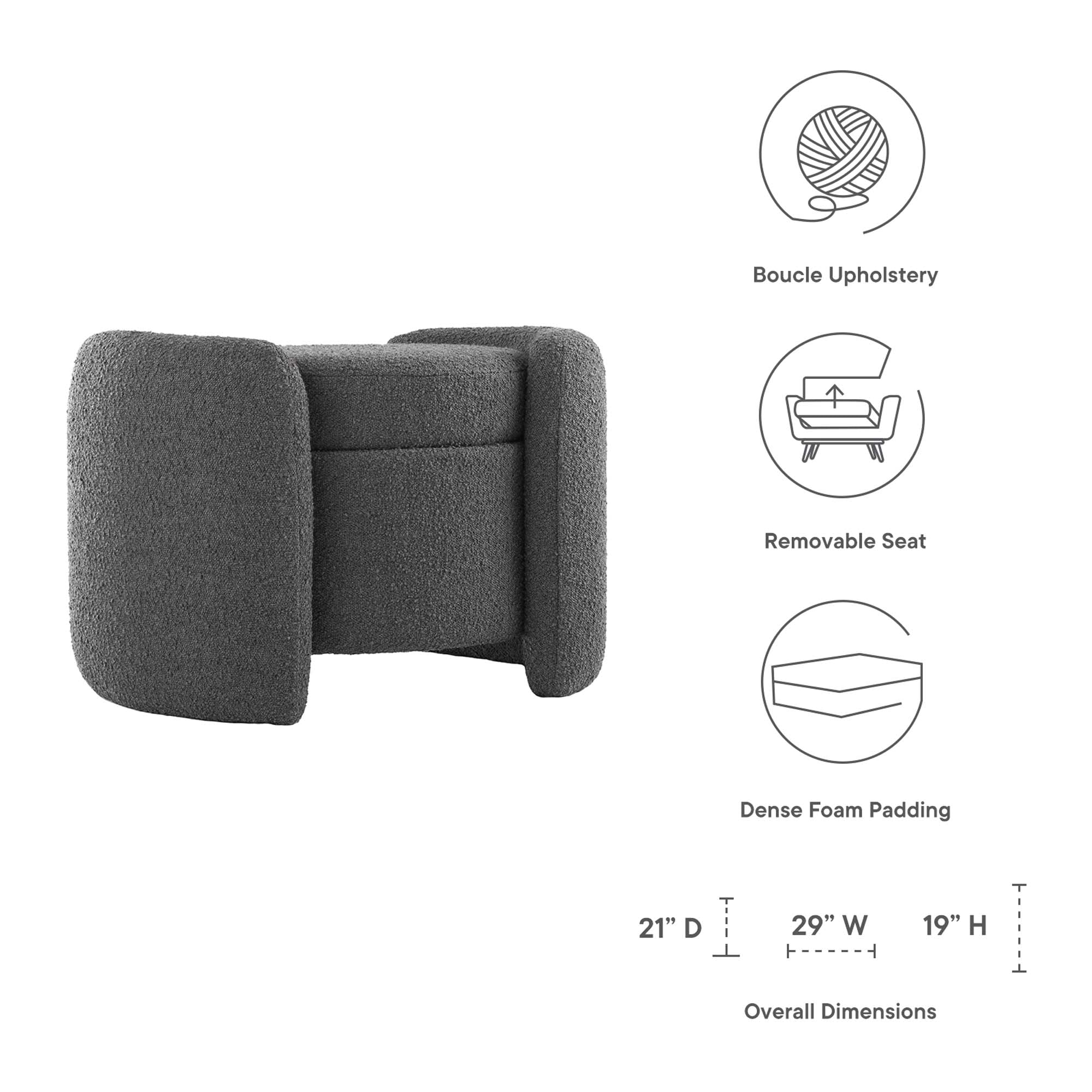 Nebula Boucle Upholstered Ottoman