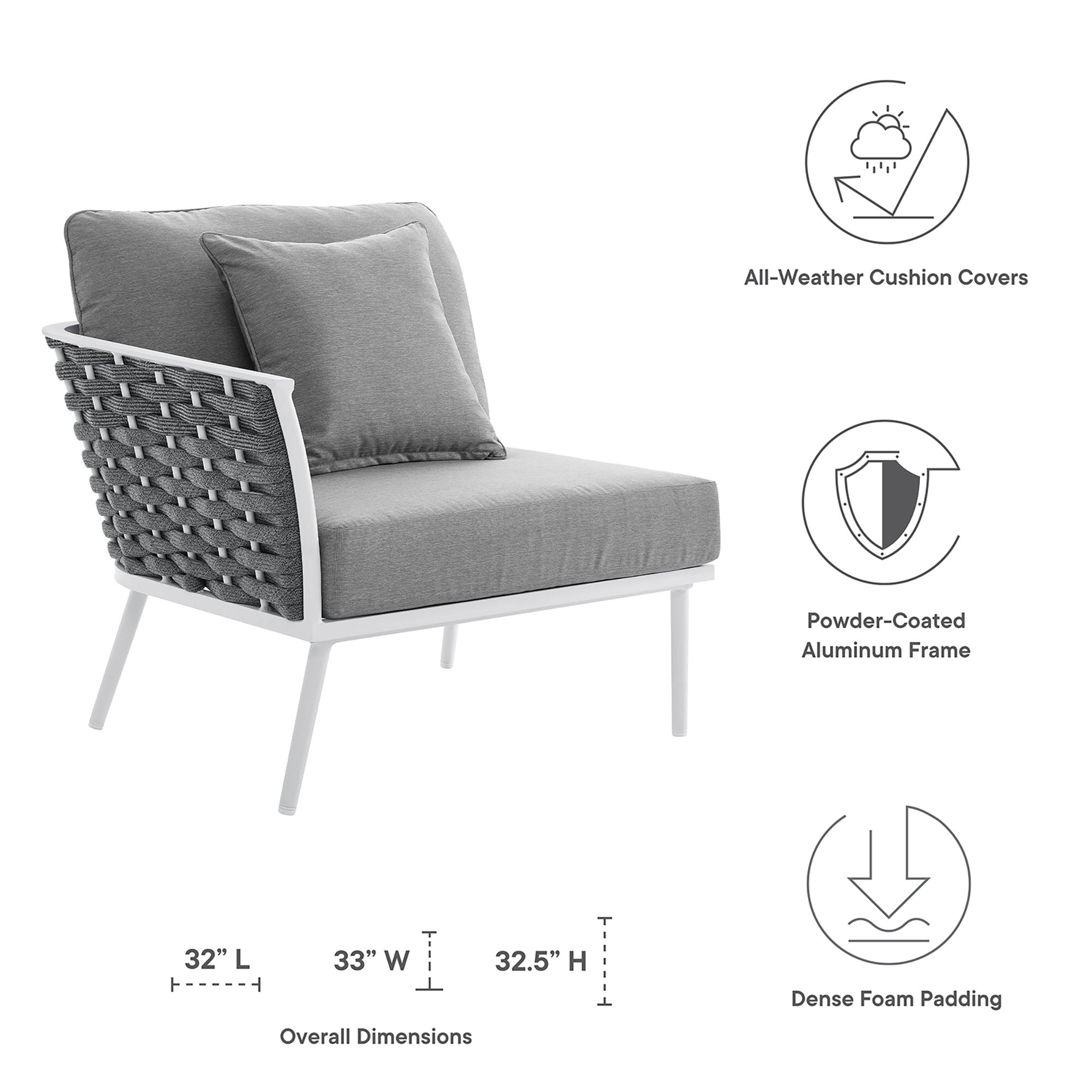 Stance Outdoor Patio Aluminum Left-Facing Armchair